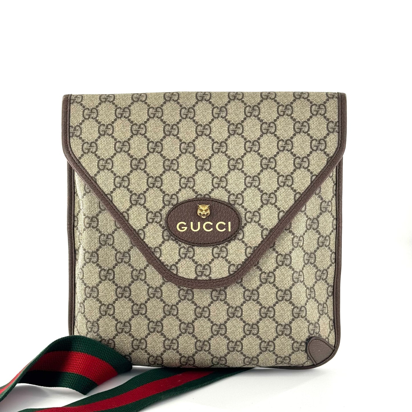 Gucci - Neo Vintage GG Supreme Messenger Bag with Tiger Head - Coated canvas and leather - Beige - (medium)