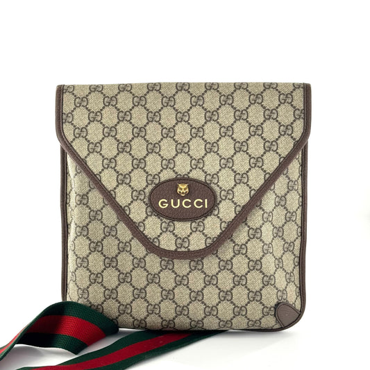 Gucci - Neo Vintage GG Supreme Messenger Bag with Tiger Head - Coated canvas and leather - Beige - (medium)