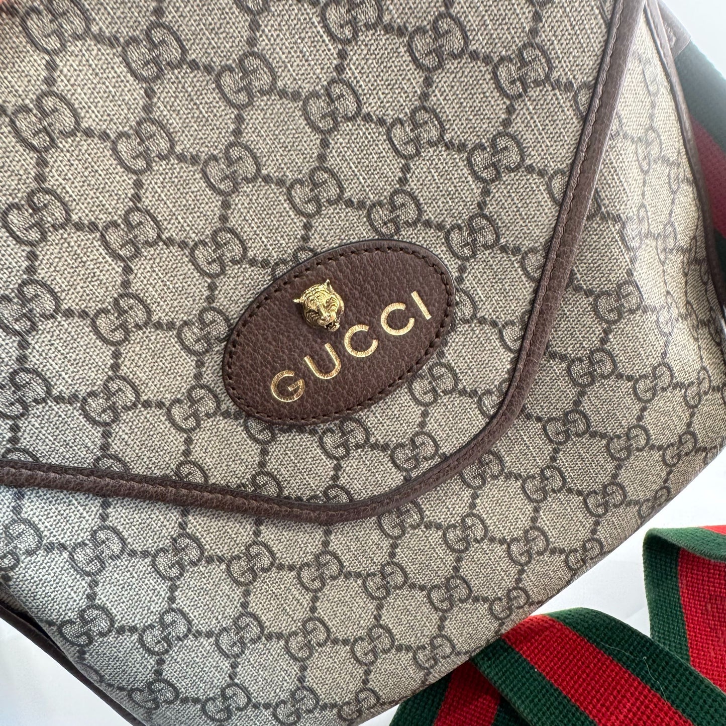 Gucci - Neo Vintage GG Supreme Messenger Bag with Tiger Head - Coated canvas and leather - Beige - (medium)