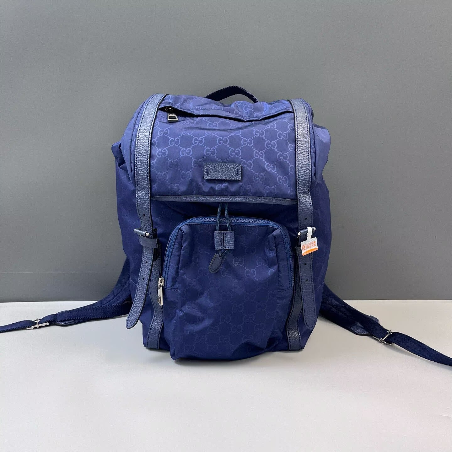 Gucci - Nylon GG Monogram Backpack - Nylon with leather trim - Navy with Silver-Tone Hardware - (Large)