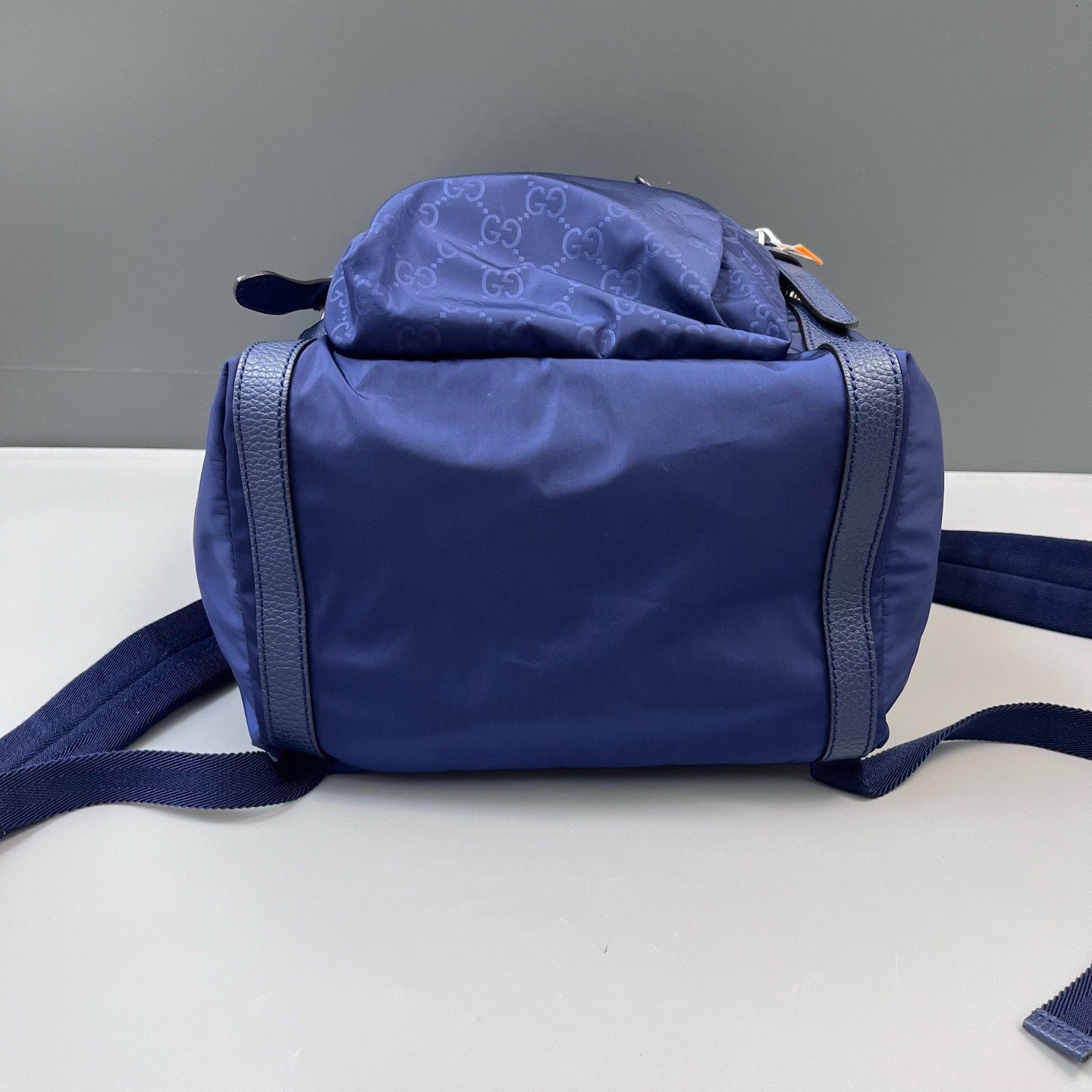 Gucci - Nylon GG Monogram Backpack - Nylon with leather trim - Navy with Silver-Tone Hardware - (Large)