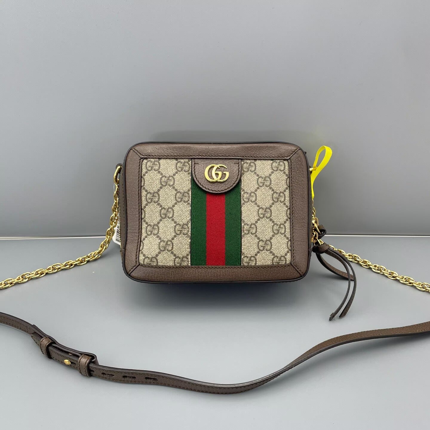 Gucci - Ophidia Box Bag Mini - GG Supreme coated canvas with grained leather trim - Ebony with red and green Web stripe - (mini)