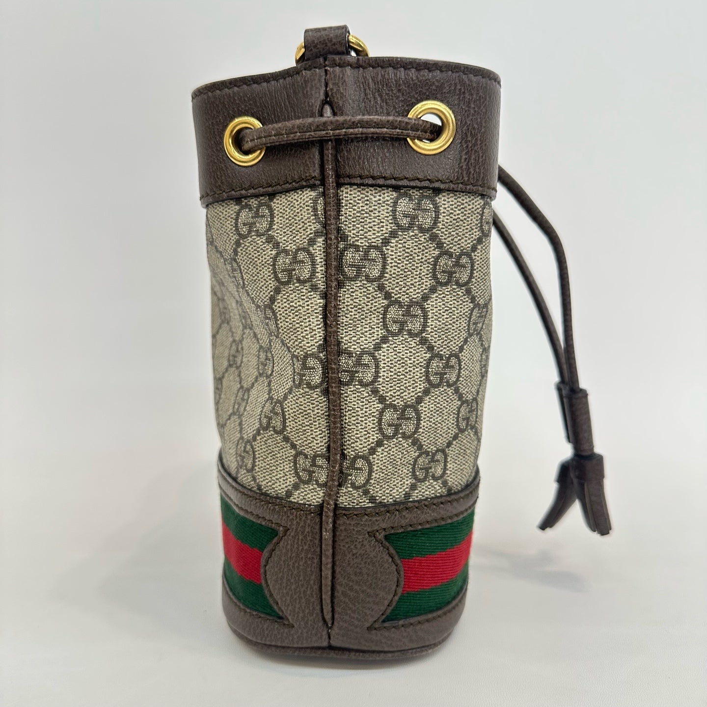 Gucci - Ophidia Bucket Bag - Coated canvas with leather trim - Beige, Brown, Red, Green - (mini)