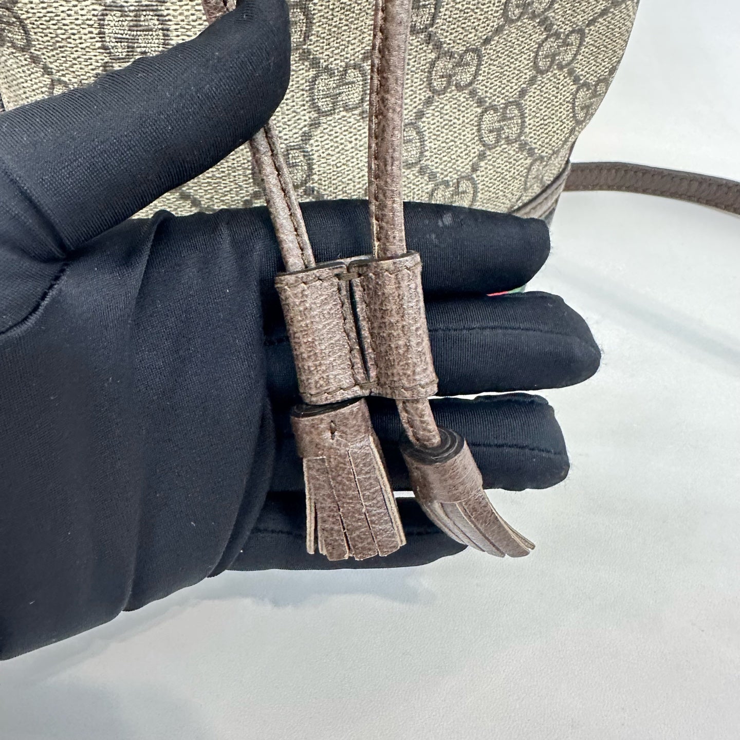 Gucci - Ophidia Bucket Bag - Coated canvas with leather trim - Beige, Brown, Red, Green - (mini)