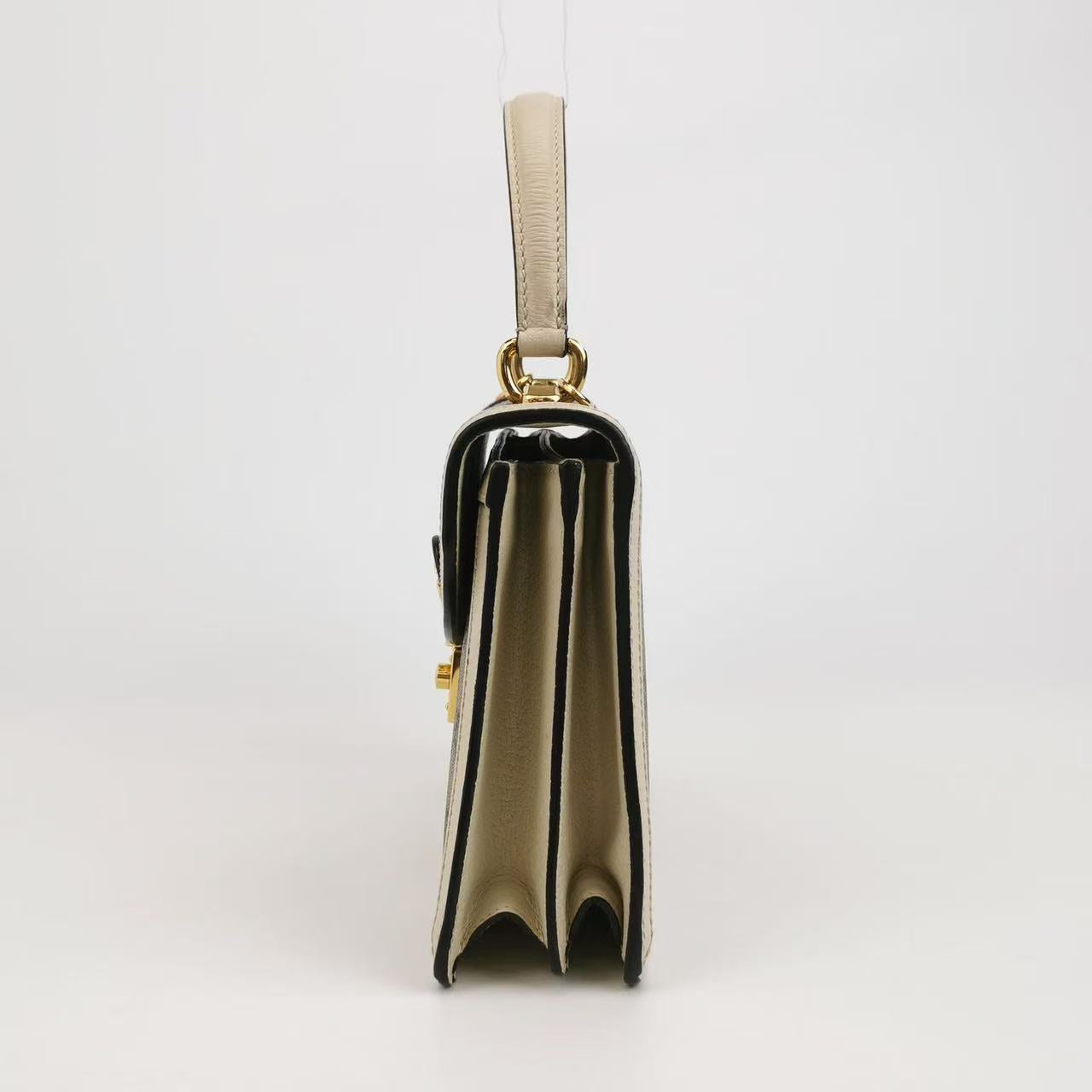 Gucci - Ophidia - Canvas and Cowhide Leather with Polyurethane Trim - Beige and White with Red and Navy Stripe - (Small)