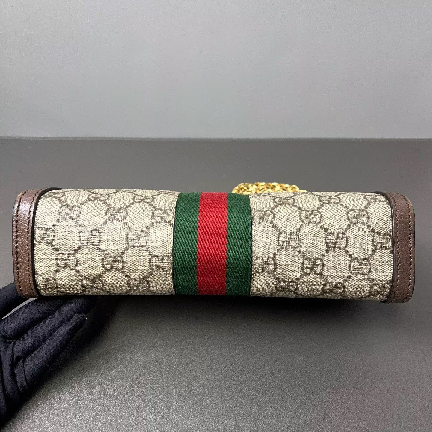 Gucci - Ophidia Chain Bag - GG Supreme canvas with leather trim - Beige and Brown with Gold-Tone Hardware - (small)