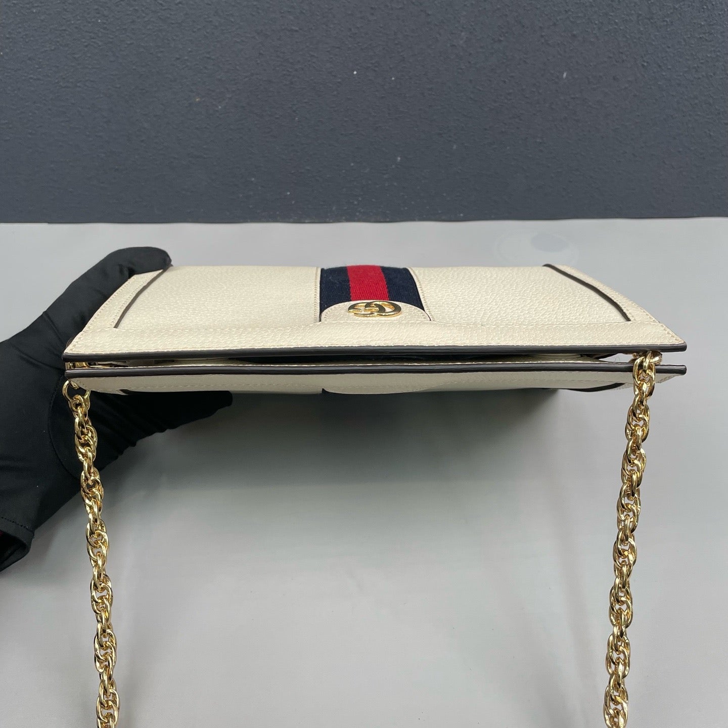 Gucci - Ophidia Chain Wallet - Grained leather - White - (mini)