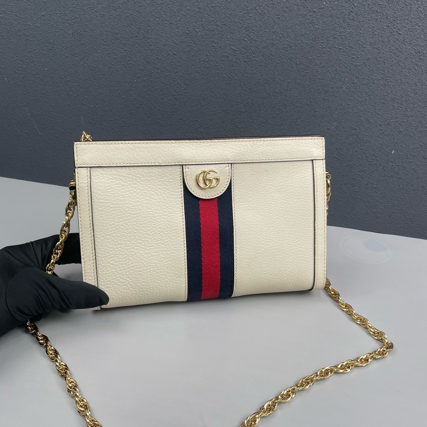 Gucci - Ophidia Chain Wallet - Grained leather - White - (mini)