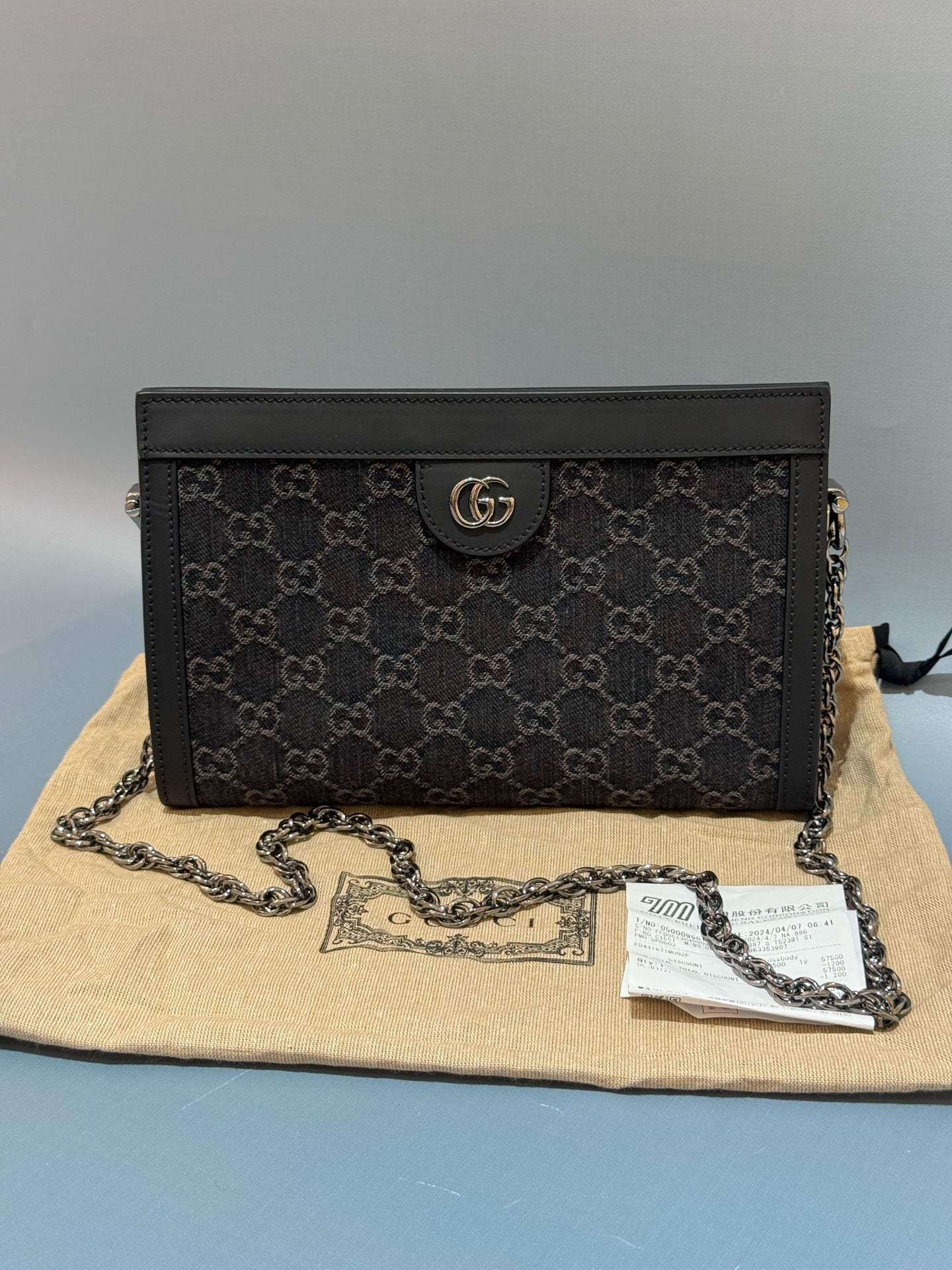 Gucci - Ophidia - Denim with leather trim - Black and Grey - (small)
