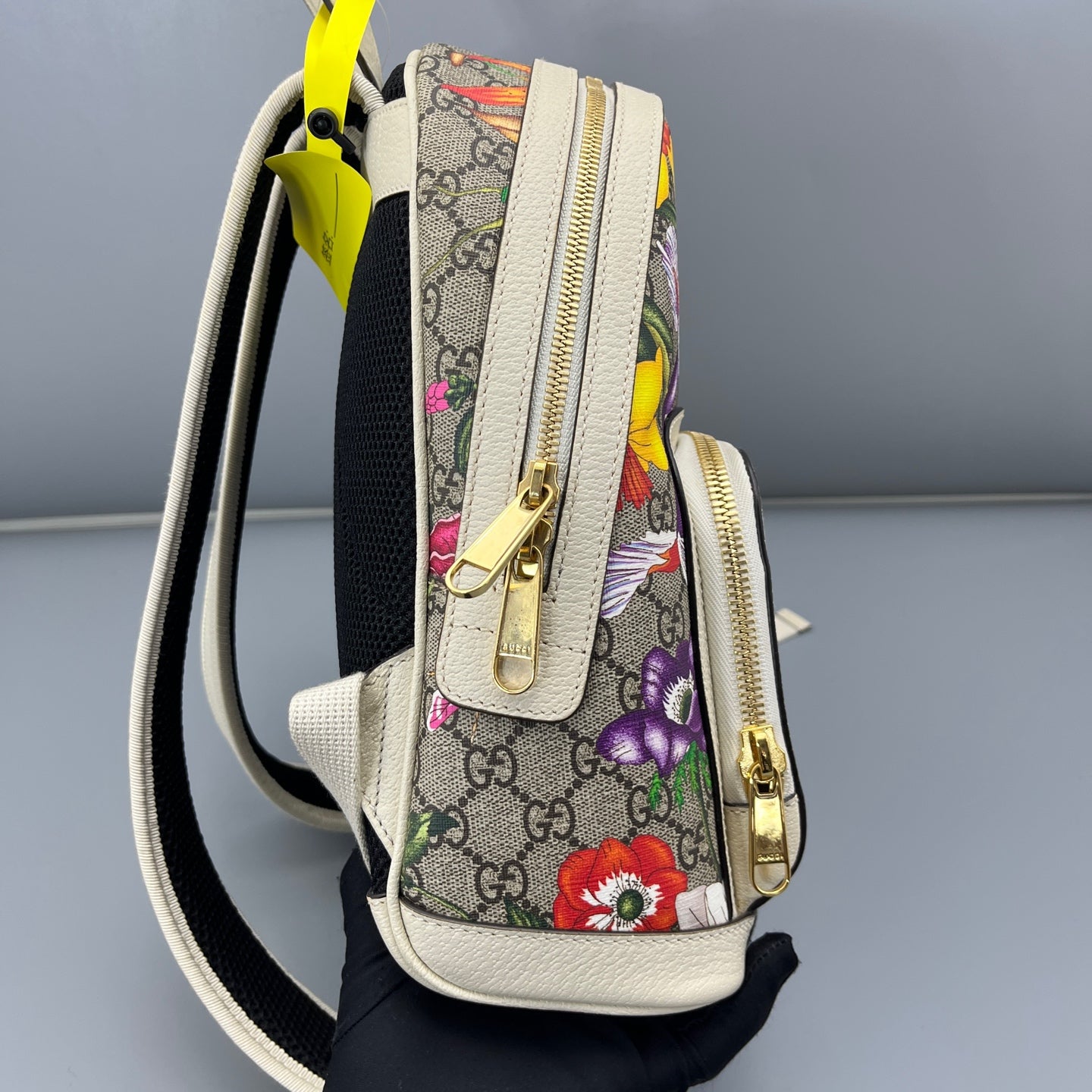 Gucci - Ophidia Floral Mini Backpack - GG Supreme canvas with leather trim - Multicolour with white trim - (small)