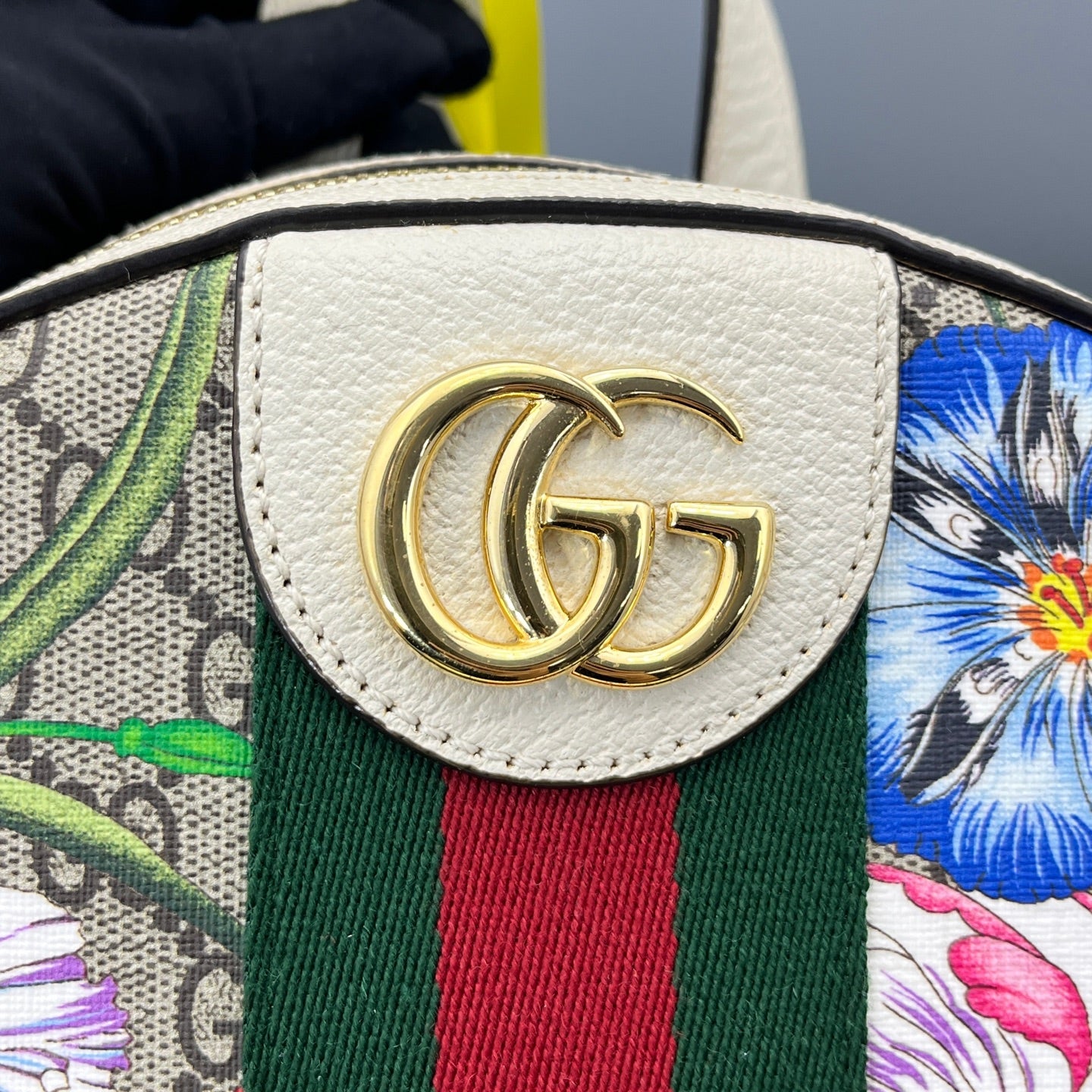 Gucci - Ophidia Floral Mini Backpack - GG Supreme canvas with leather trim - Multicolour with white trim - (small)