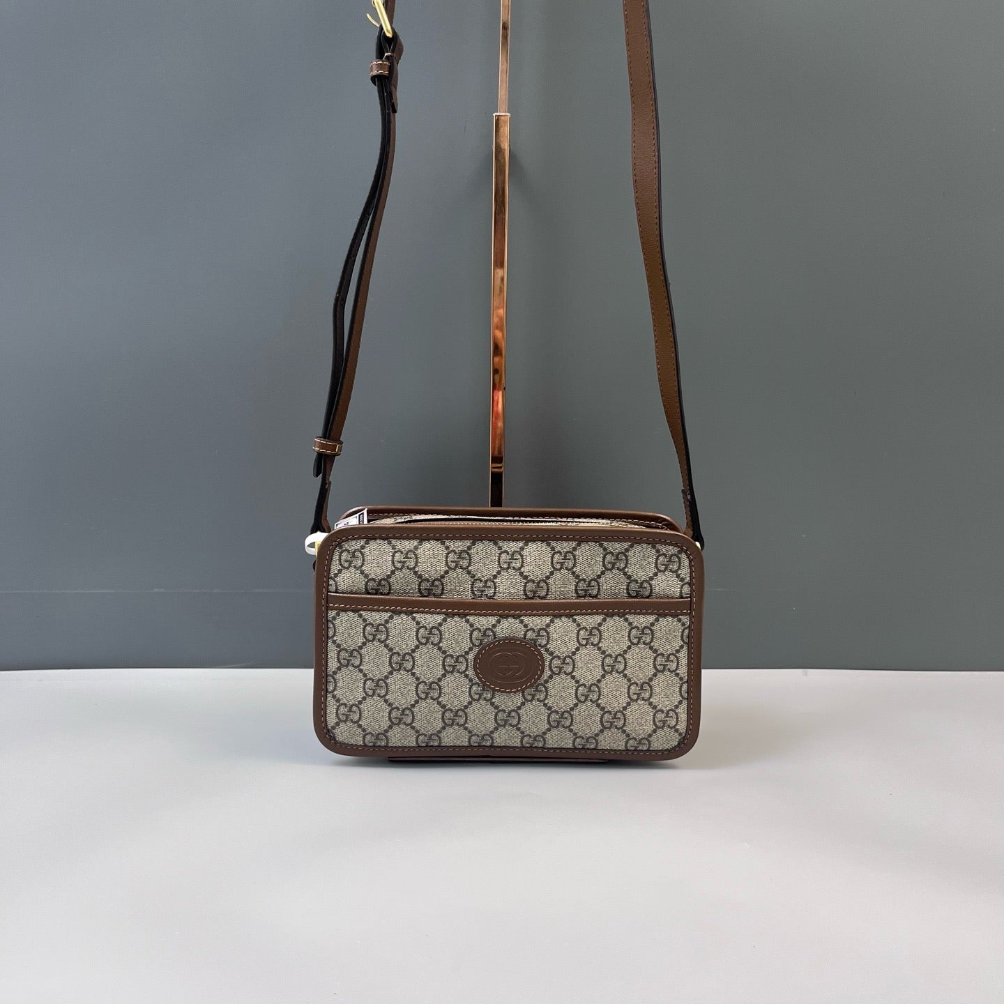 Gucci - Ophidia GG Camera Bag - GG Supreme canvas with leather trim - Beige and Brown - (small)