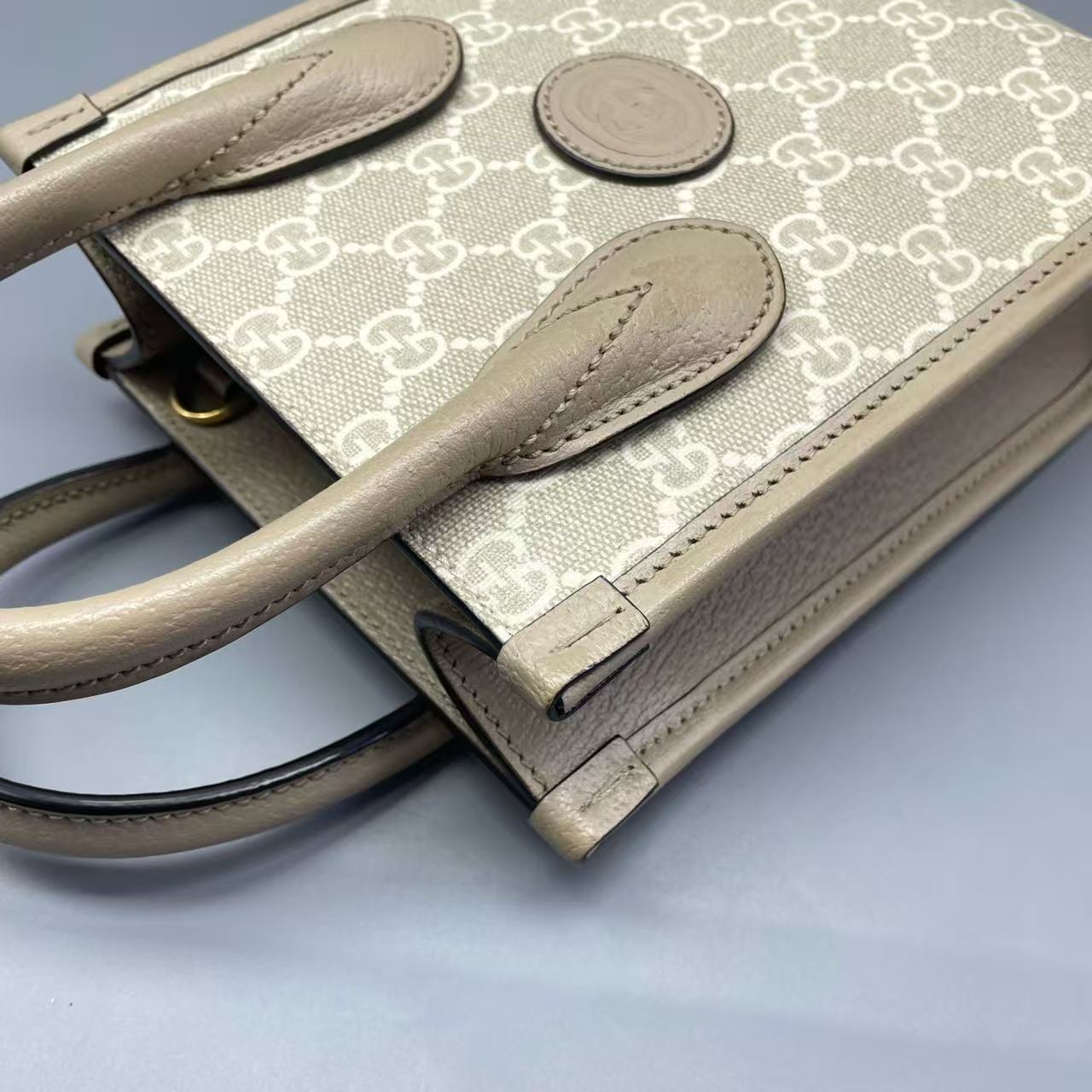 Gucci - Ophidia GG Mini Tote - GG Supreme canvas with leather trim - Beige with Oat-colored Accents - (mini)