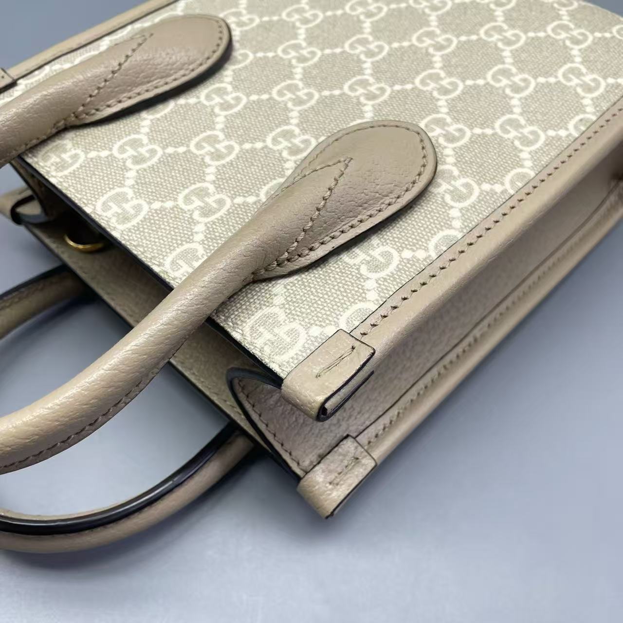 Gucci - Ophidia GG Mini Tote - GG Supreme canvas with leather trim - Beige with Oat-colored Accents - (mini)