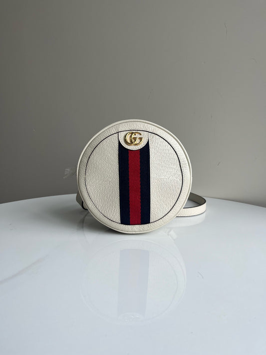 Gucci - Ophidia GG Round Mini - Leather - White - (mini)