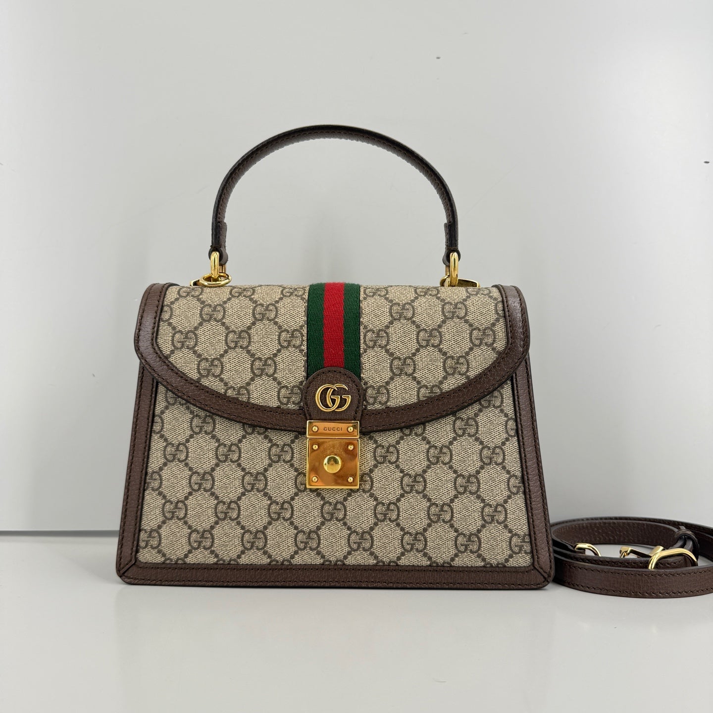 Gucci - Ophidia GG Small Top Handle Bag - Leather - Brown - (small)