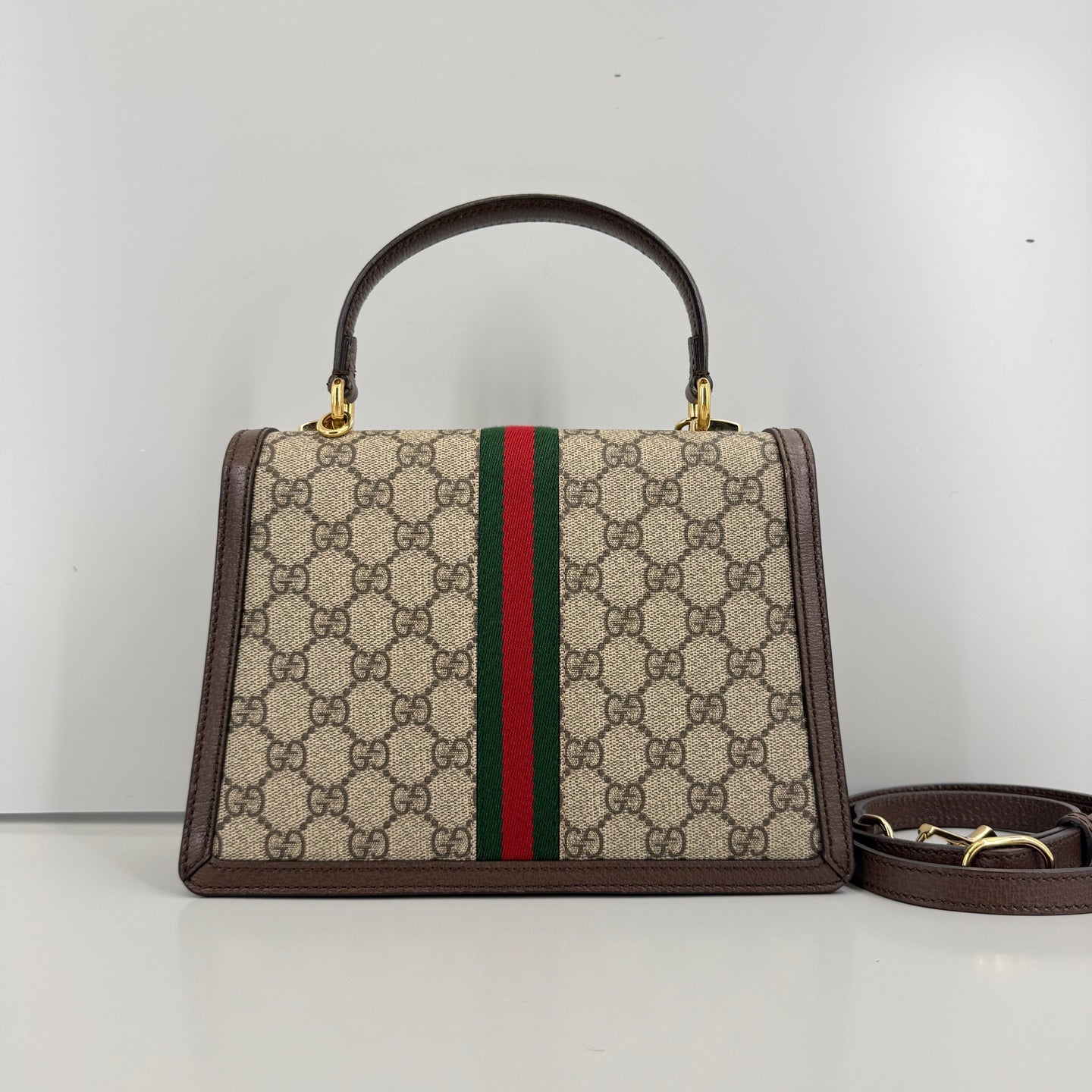 Gucci - Ophidia GG Small Top Handle Bag - Leather - Brown - (small)