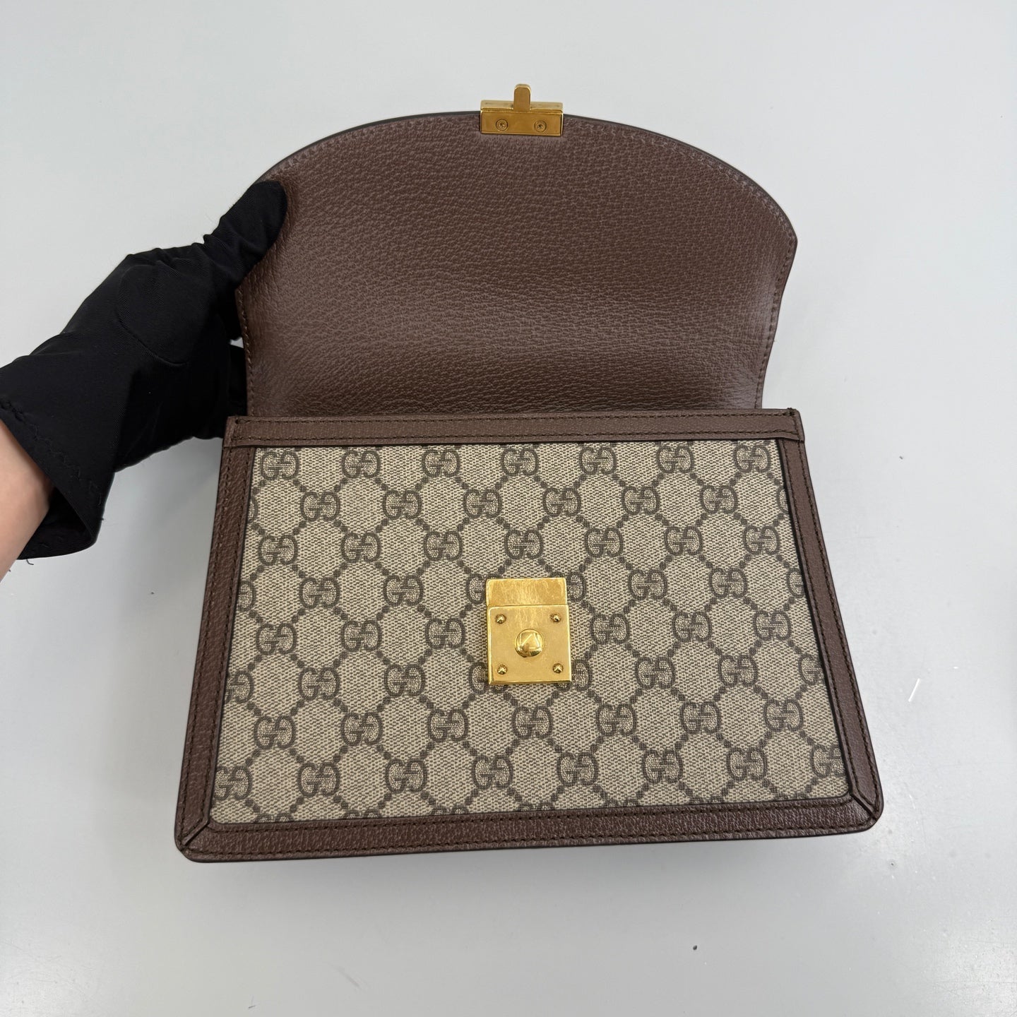 Gucci - Ophidia GG Small Top Handle Bag - Leather - Brown - (small)