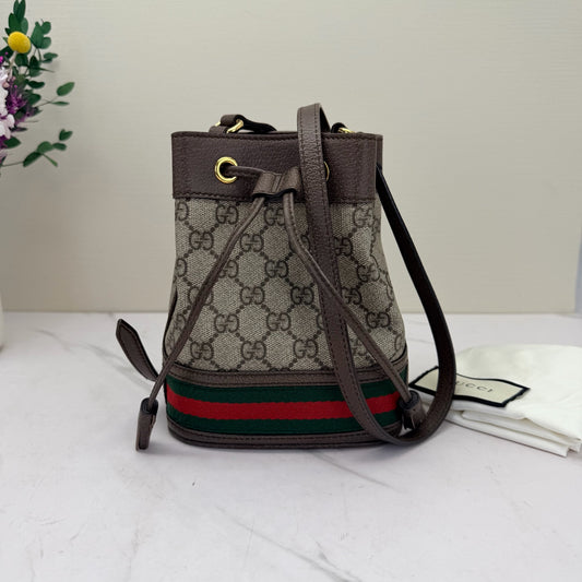 Gucci - Ophidia - GG Supreme canvas with leather trim - Beige and Brown with Web stripe - (small)