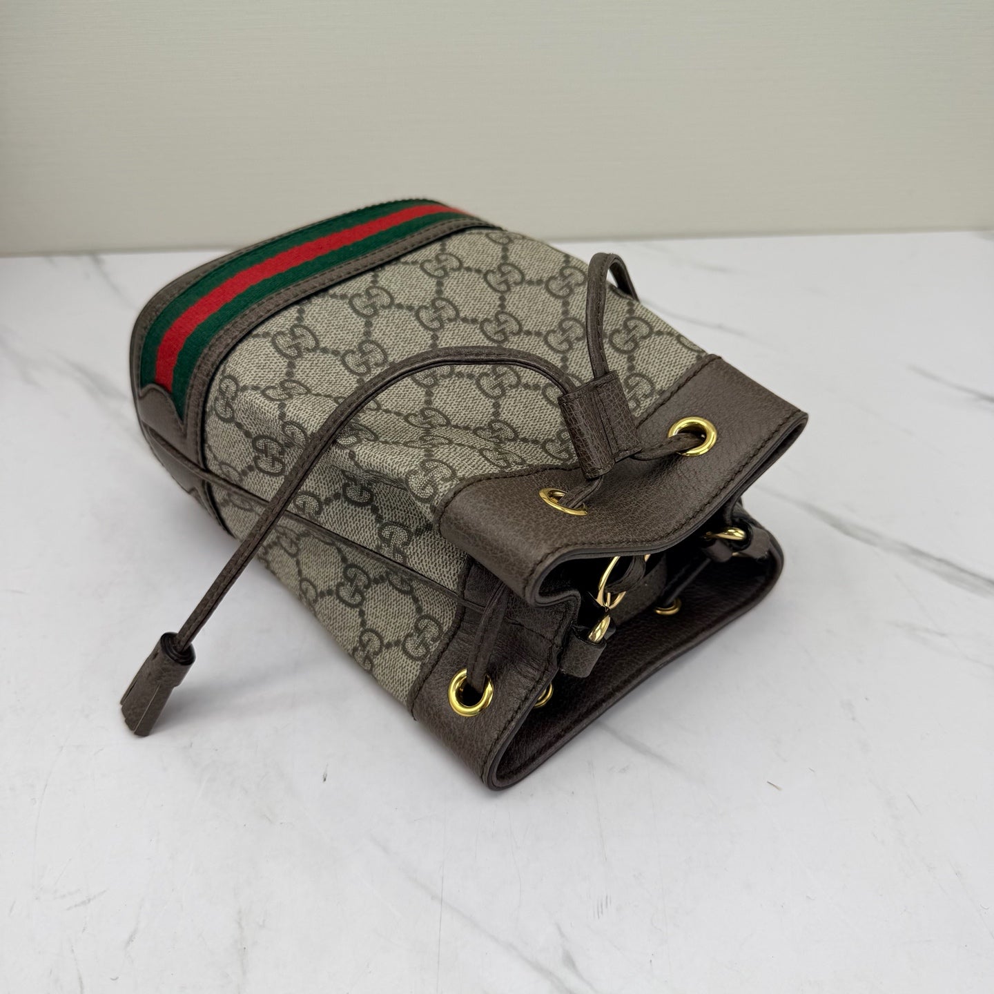Gucci - Ophidia - GG Supreme canvas with leather trim - Beige and Brown with Web stripe - (small)