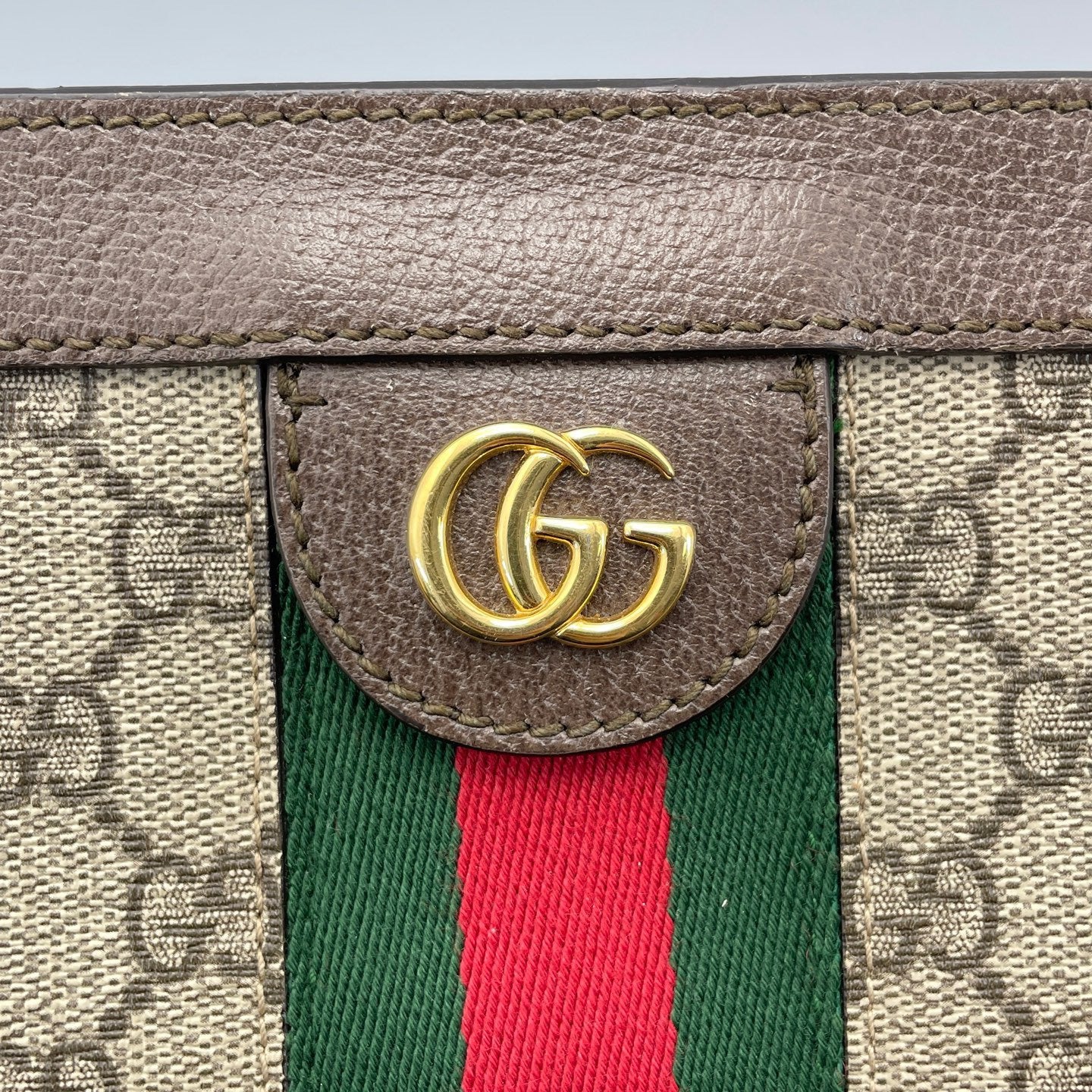 Gucci - Ophidia - GG Supreme canvas with leather trim - Ebony with dark brown leather and green/red Web stripe - (Small)