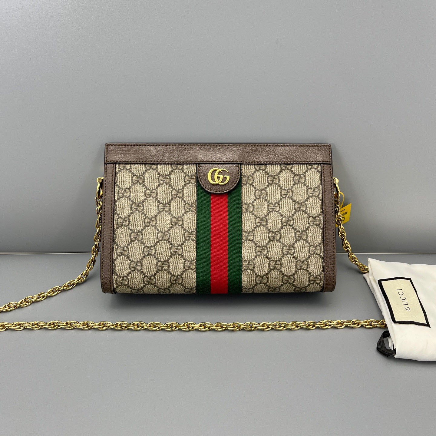 Gucci - Ophidia - GG Supreme canvas with leather trim - Ebony with dark brown leather and green/red Web stripe - (Small)