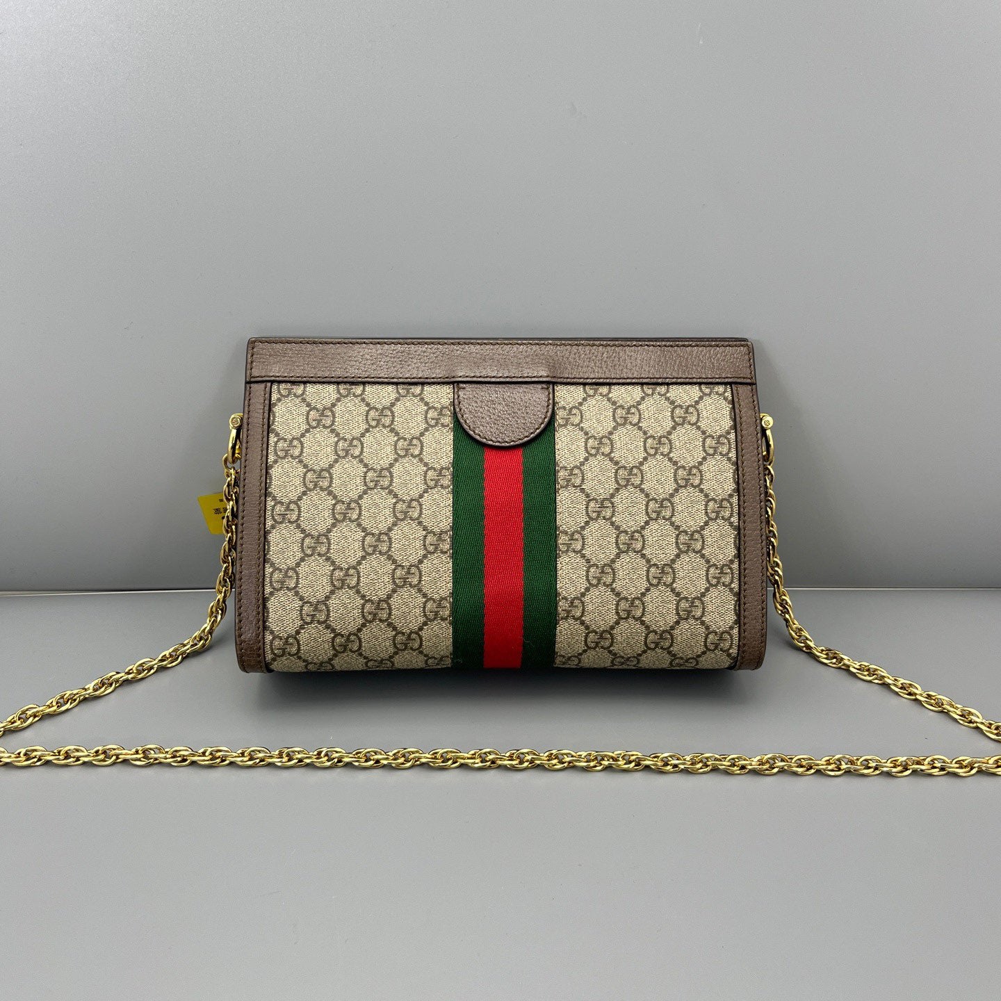 Gucci - Ophidia - GG Supreme canvas with leather trim - Ebony with dark brown leather and green/red Web stripe - (Small)