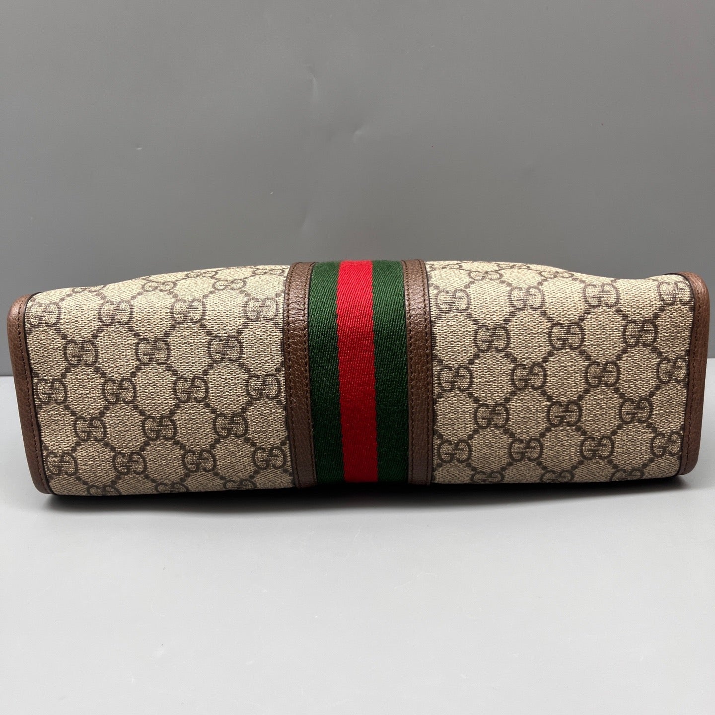 Gucci - Ophidia GG Supreme Clutch Bag - GG Supreme canvas with leather trim - Beige with Brown trim - (medium)