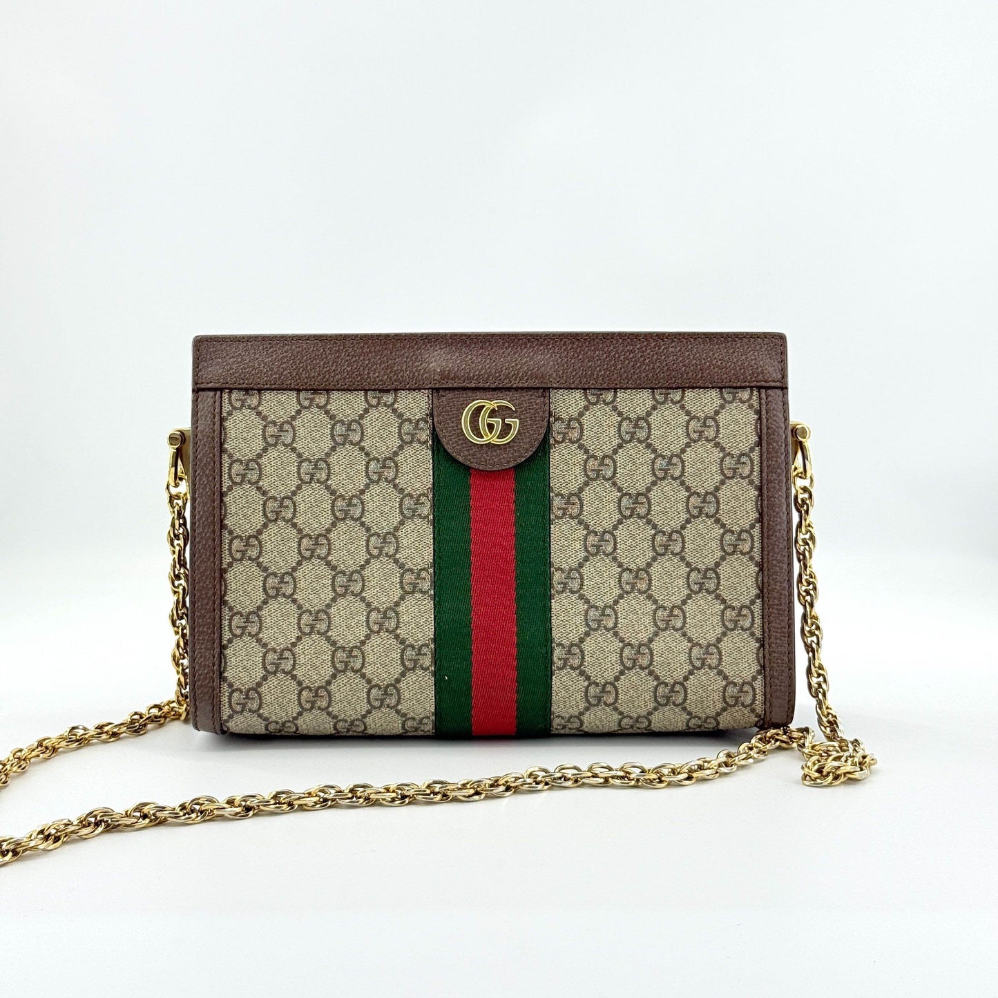 Gucci - Ophidia GG Supreme Mini Bag - GG Supreme canvas with leather trim and Web stripe - Beige and Ebony with Brown trim, Green and Red Web, Gold-tone hardware - (mini)