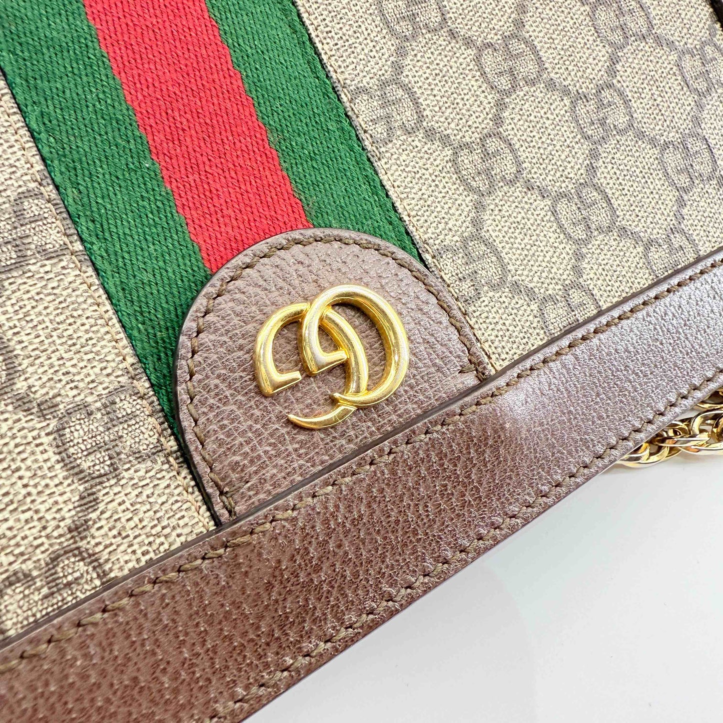 Gucci - Ophidia GG Supreme Mini Bag - GG Supreme canvas with leather trim and Web stripe - Beige and Ebony with Brown trim, Green and Red Web, Gold-tone hardware - (mini)