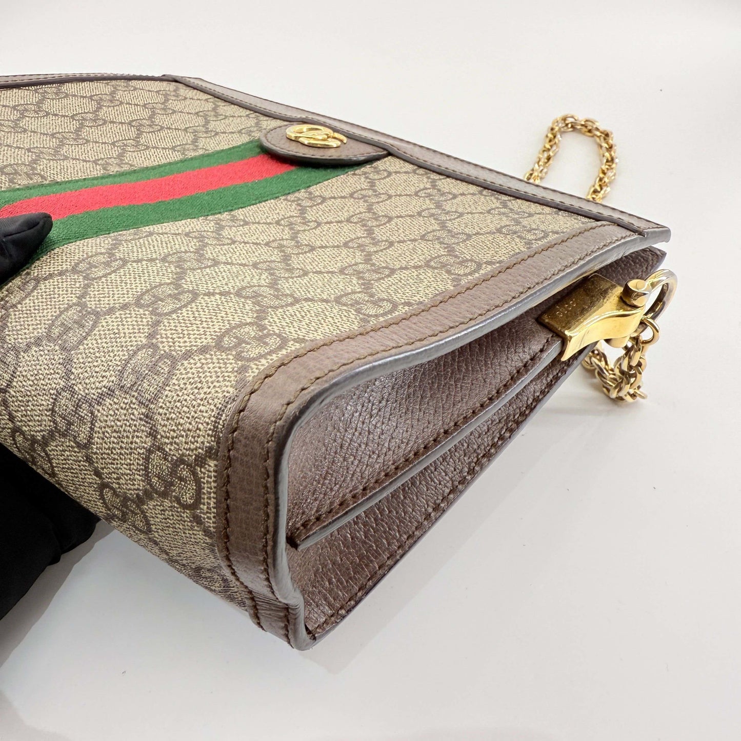 Gucci - Ophidia GG Supreme Mini Bag - GG Supreme canvas with leather trim and Web stripe - Beige and Ebony with Brown trim, Green and Red Web, Gold-tone hardware - (mini)