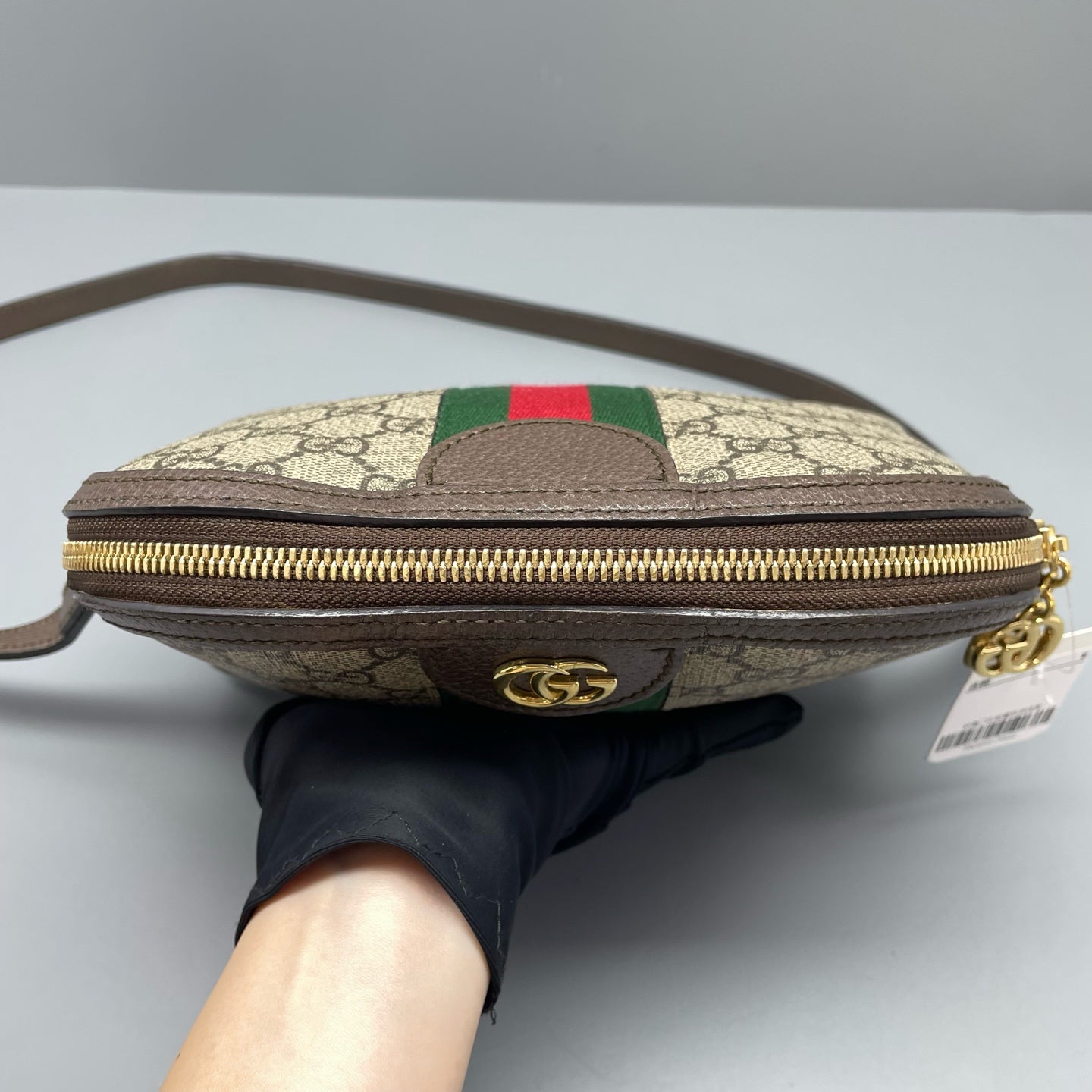 Gucci - Ophidia GG Supreme Mini Dome Shoulder Bag - GG Supreme canvas with leather trim - Ebony brown with beige GG Supreme canvas, and red/green Web stripe - (mini)
