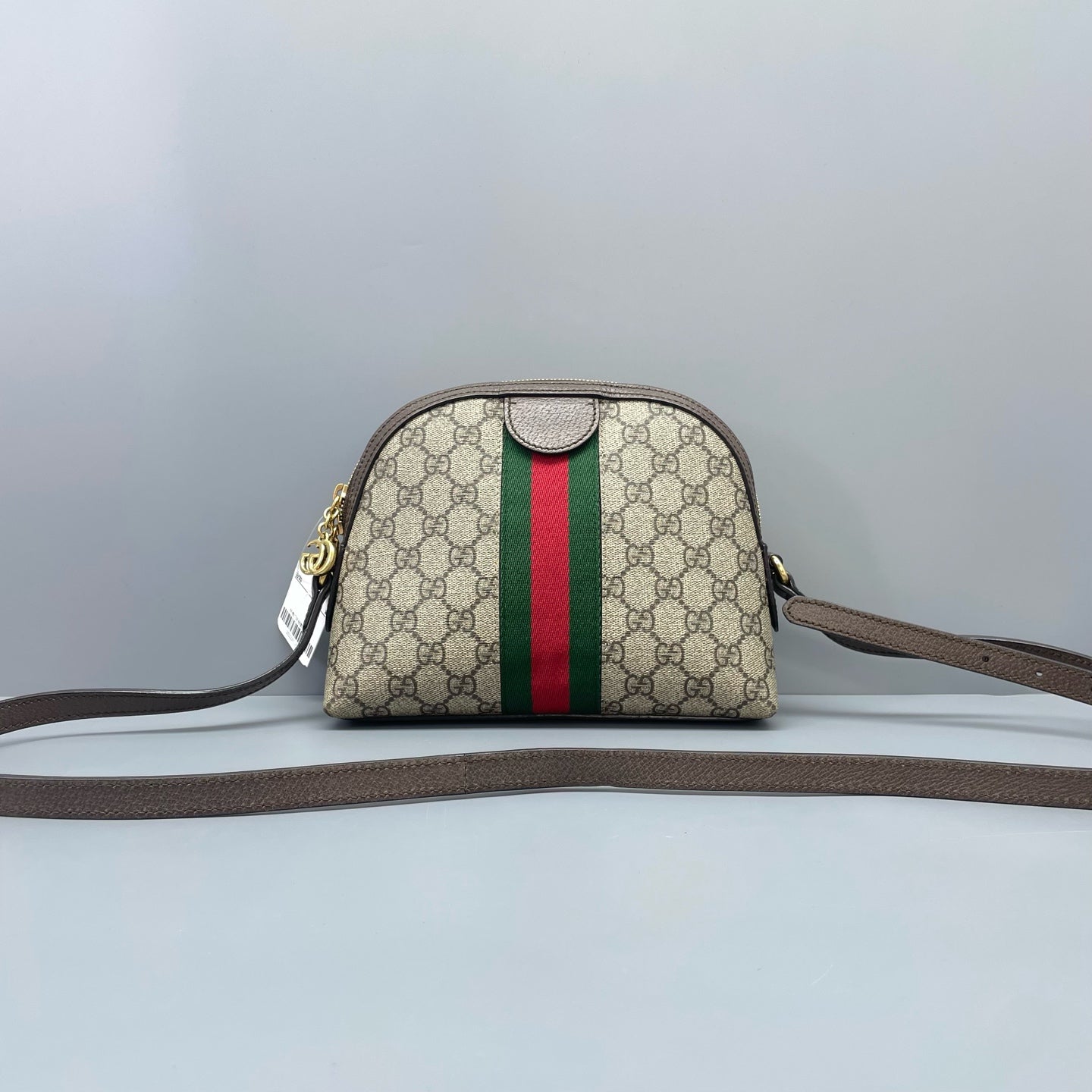 Gucci - Ophidia GG Supreme Mini Dome Shoulder Bag - GG Supreme canvas with leather trim - Ebony brown with beige GG Supreme canvas, and red/green Web stripe - (mini)
