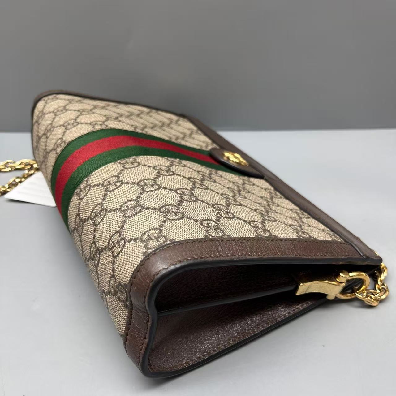 Gucci - Ophidia GG Supreme Small Shoulder Bag - Coated canvas with leather trim and fabric lining - Beige and ebony GG Supreme canvas with brown leather trim, green and red Web stripe - (Small)