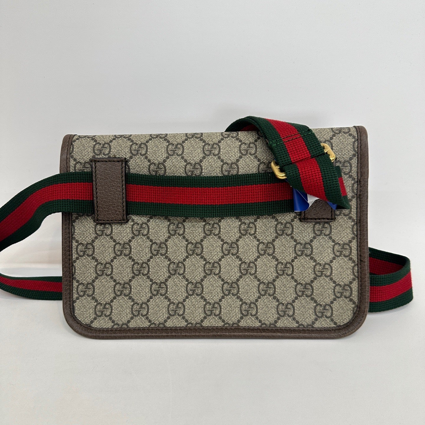 Gucci - Ophidia GG Supreme Tiger Head Belt Bag - GG Supreme canvas with leather trim - Beige and ebony with brown leather and green/red Web stripe - (Small)