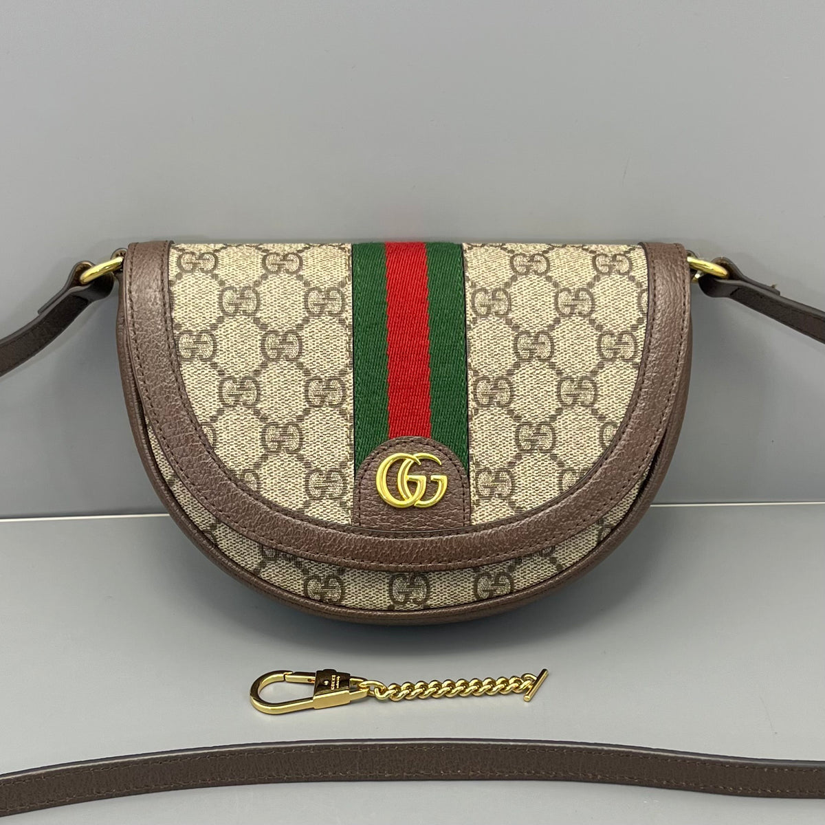 Gucci - Ophidia Half Moon Bag - Cloth - Brown - (mini)
