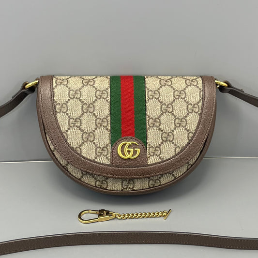 Gucci - Ophidia Half Moon Bag - Cloth - Brown - (mini)