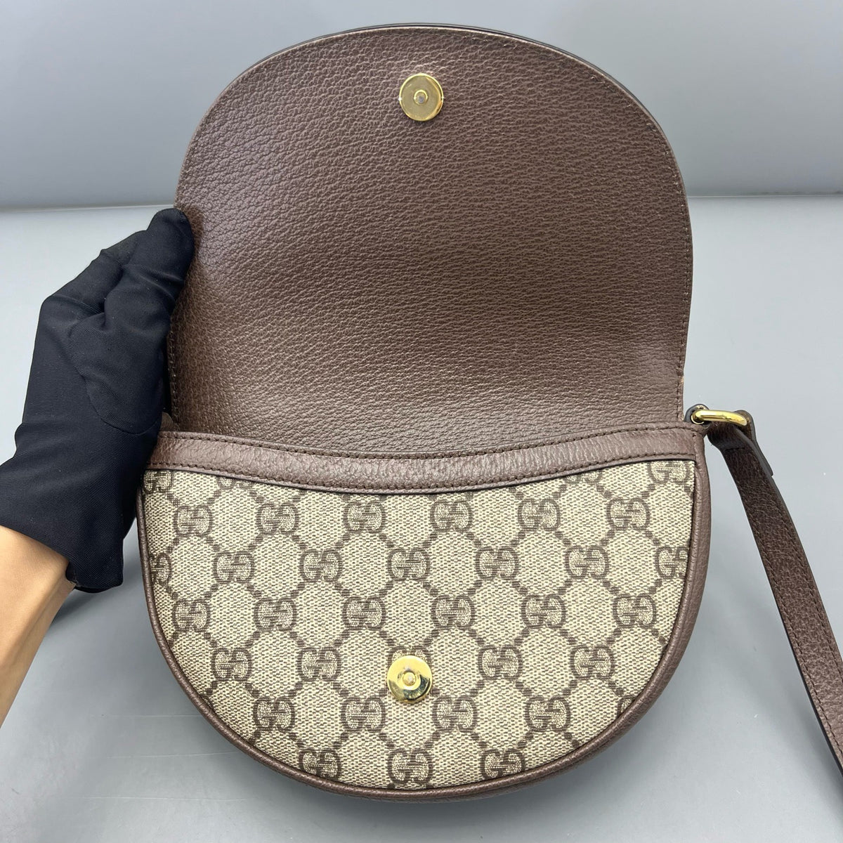 Gucci - Ophidia Half Moon Bag - Cloth - Brown - (mini)
