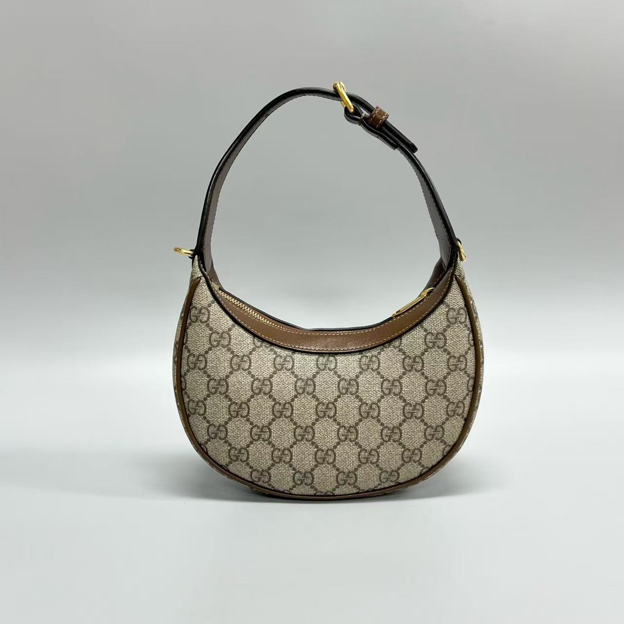 Gucci - Ophidia Half-Moon Bag - GG Supreme canvas with leather trim - Beige - (mini)