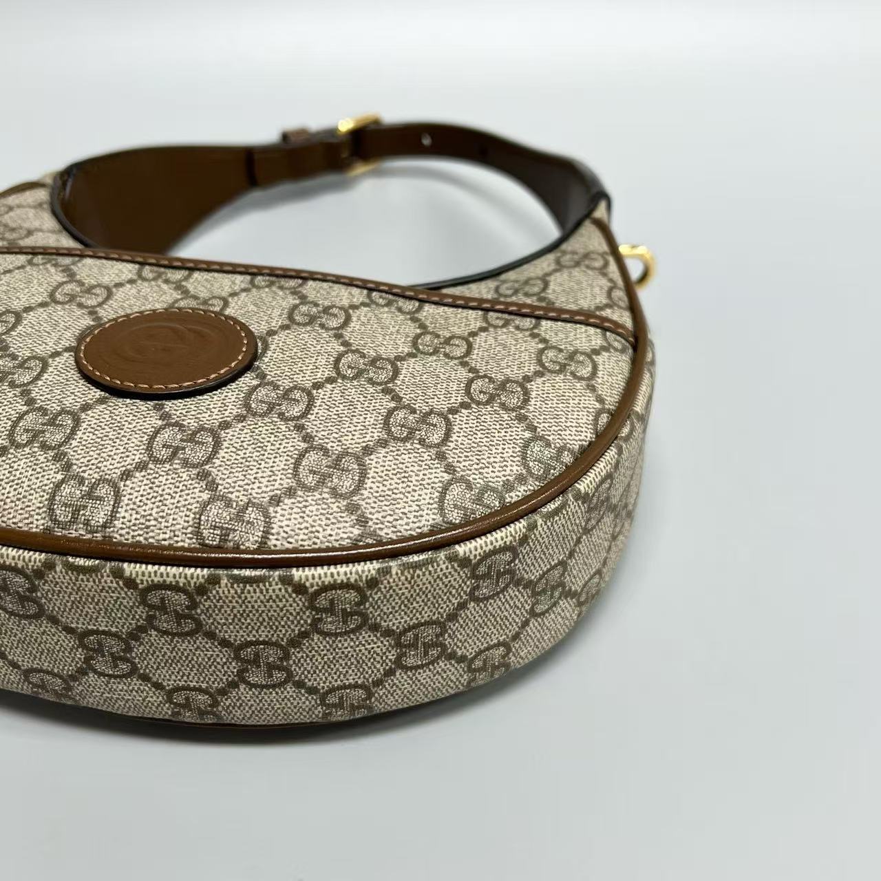 Gucci - Ophidia Half-Moon Bag - GG Supreme canvas with leather trim - Beige - (mini)