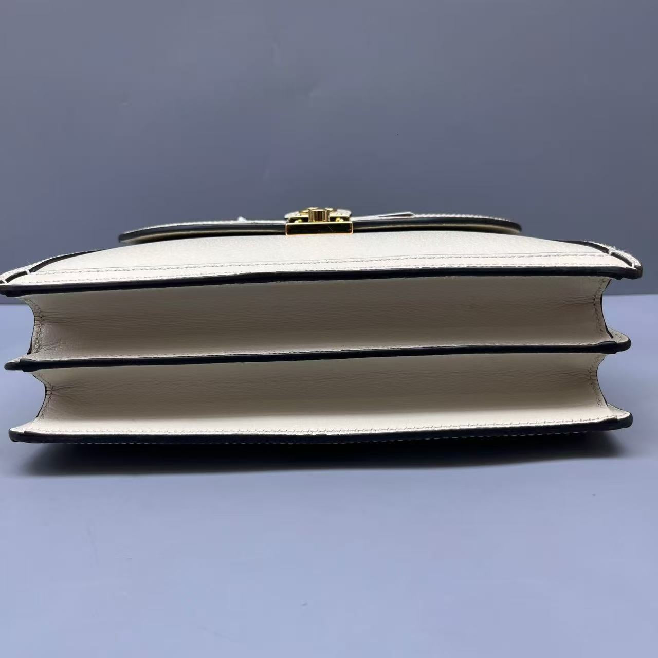 Gucci - Ophidia Messenger Bag - Grained leather - White with red and navy Web stripe - (small)