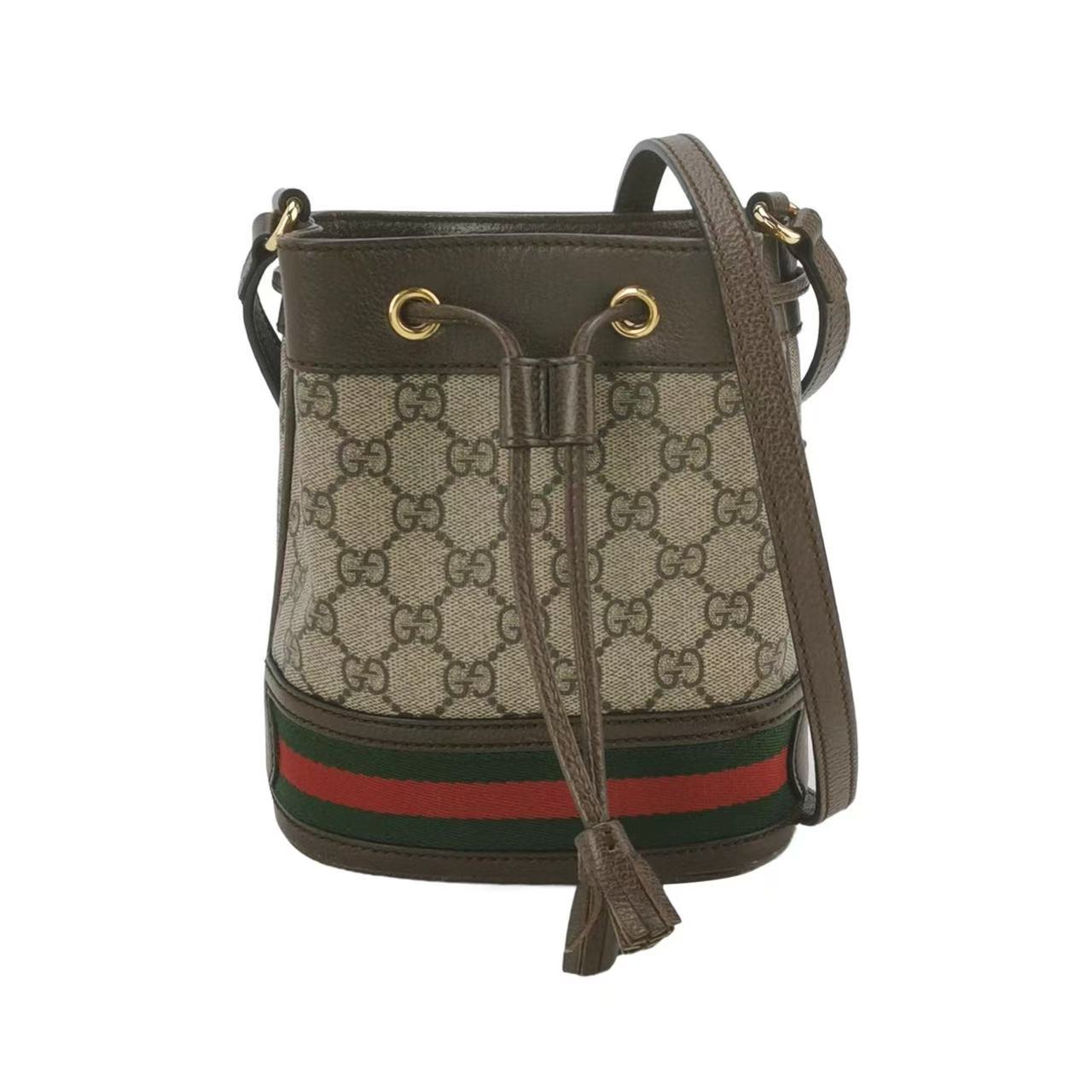 Gucci - Ophidia Mini Bucket Bag - Cowhide leather and GG Supreme canvas - Brown - (mini)