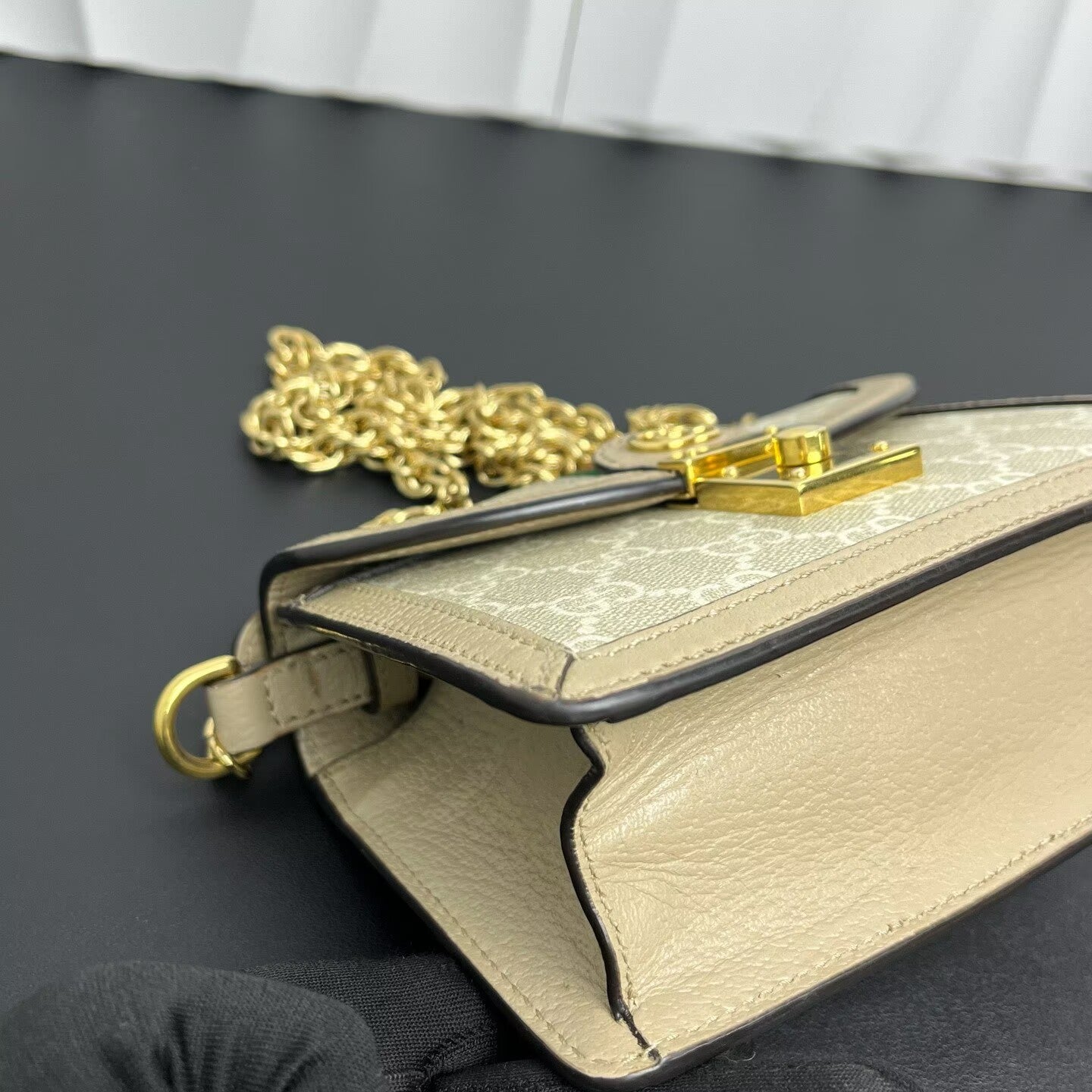 Gucci - Ophidia Mini Chain Bag - GG Supreme canvas with leather trim - Beige with Web stripe - (mini)