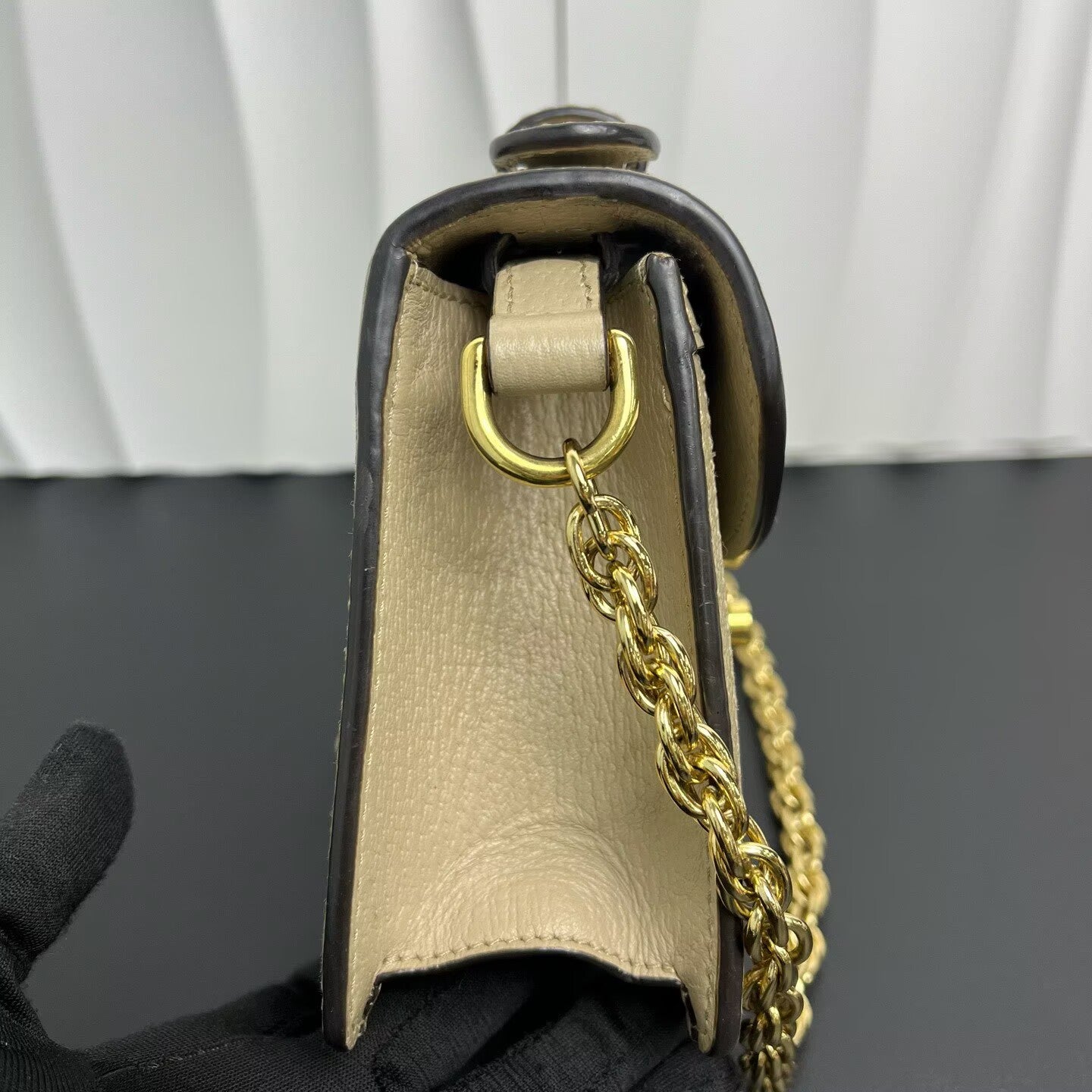 Gucci - Ophidia Mini Chain Bag - GG Supreme canvas with leather trim - Beige with Web stripe - (mini)