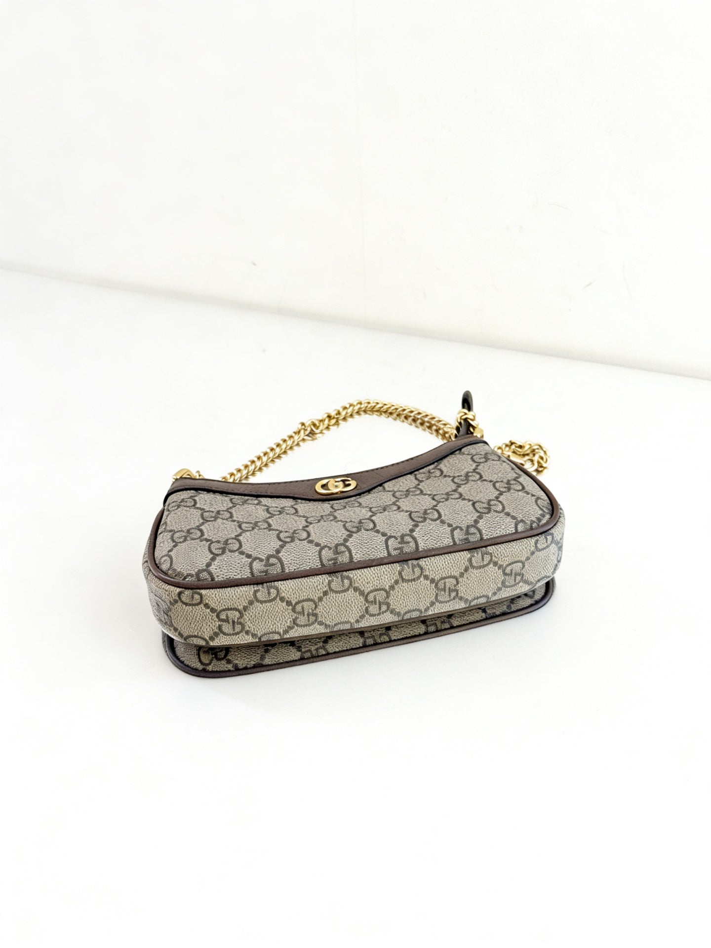 Gucci - Ophidia Mini Chain Shoulder Bag - GG Supreme canvas with leather trim - Beige with Brown trim - (mini)