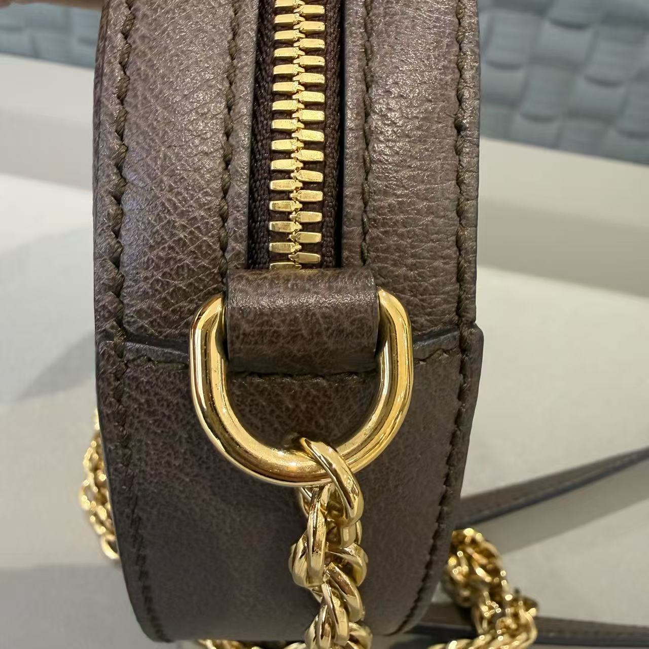 Gucci - Ophidia Mini Round Bag - GG Supreme canvas with brown leather trim - Brown - (mini)
