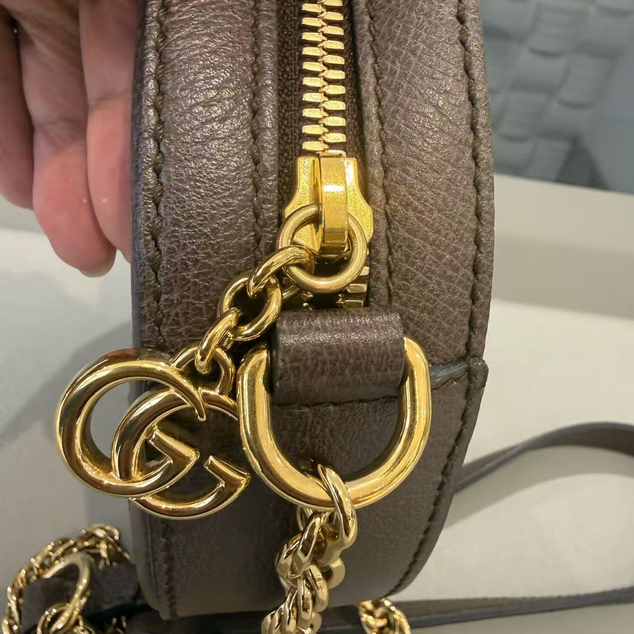 Gucci - Ophidia Mini Round Bag - GG Supreme canvas with brown leather trim - Brown - (mini)