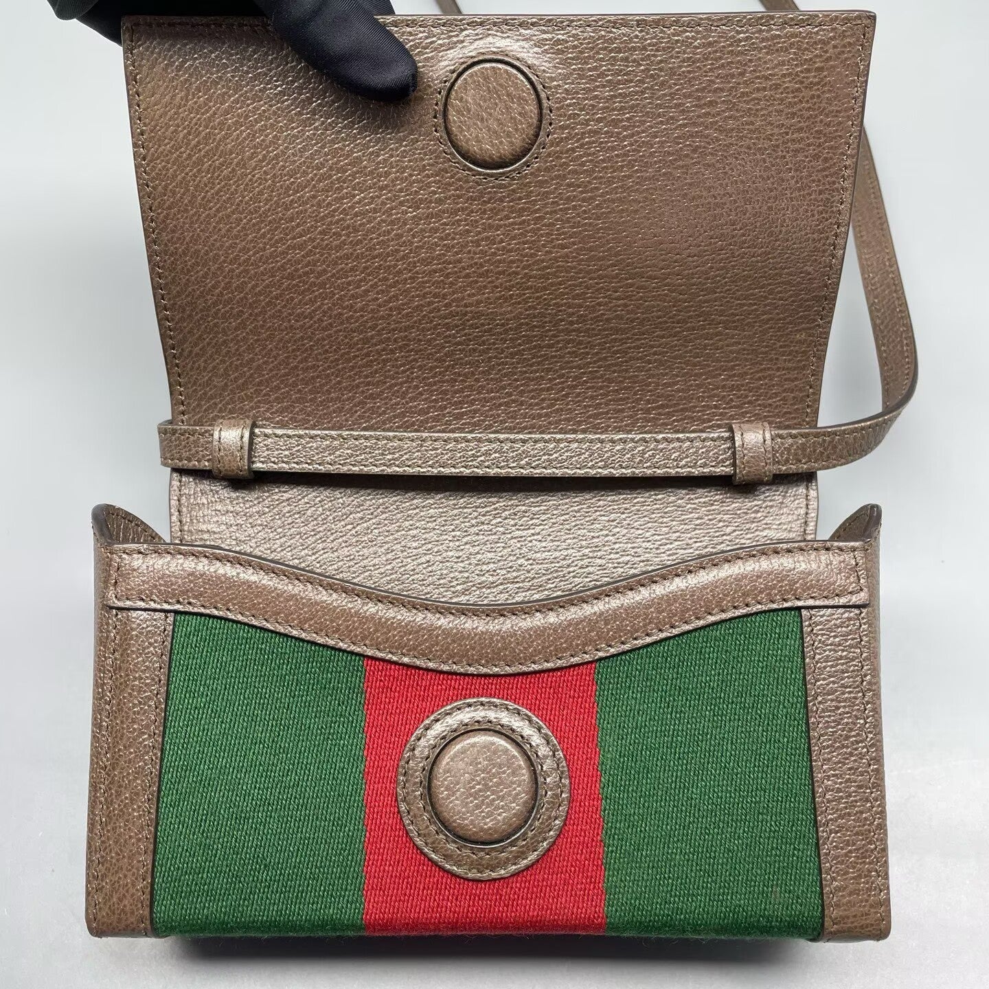 Gucci - Ophidia Mini Shoulder Bag - Canvas and leather - Green, Red, and Brown - (mini)