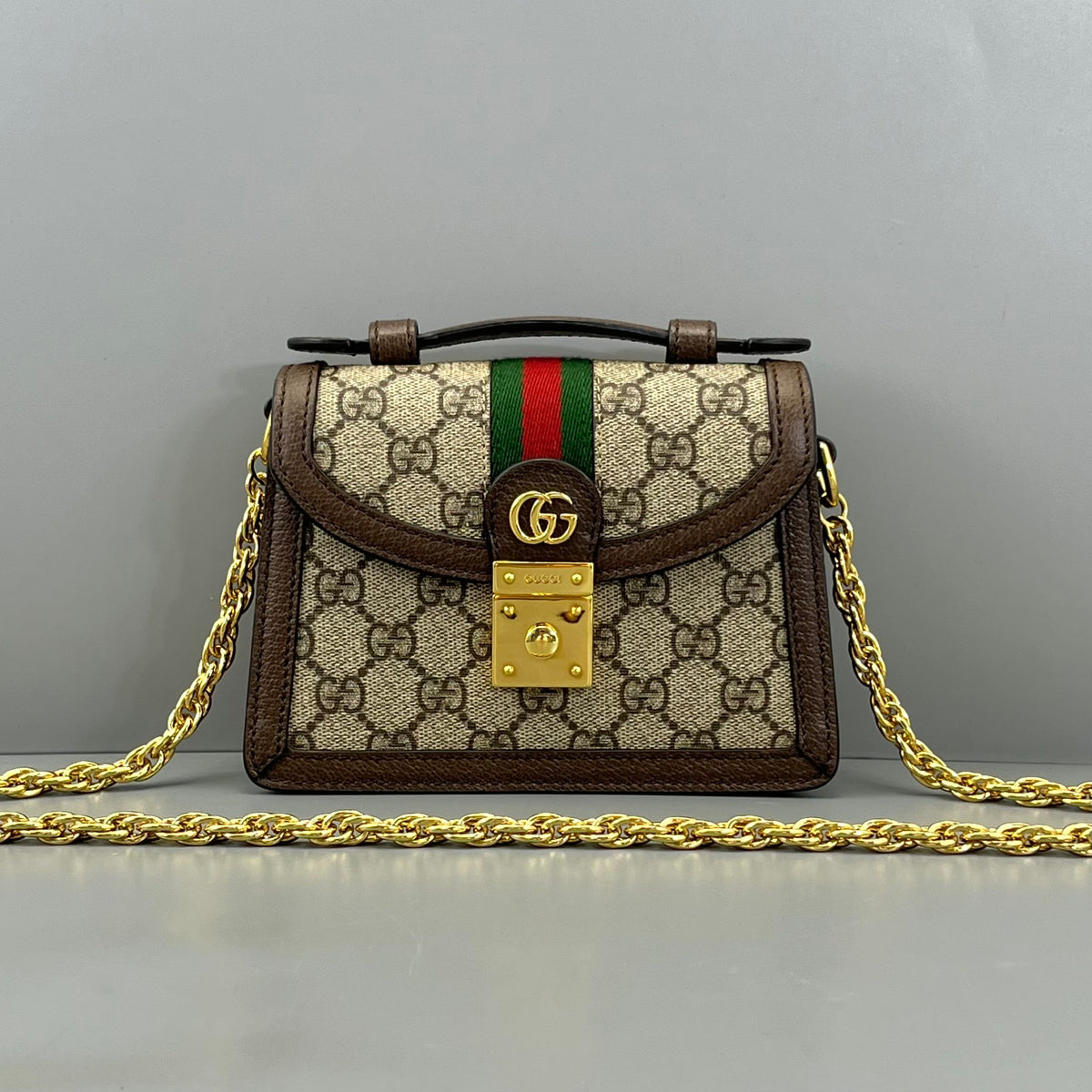 Gucci - Ophidia Mini Top Handle Bag - Synthetic - Brown - (mini)