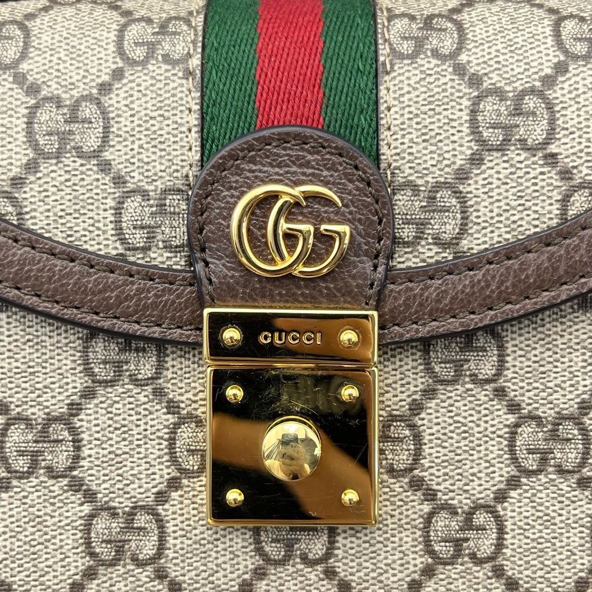 Gucci - Ophidia Mini Top Handle Bag - Synthetic - Brown - (mini)